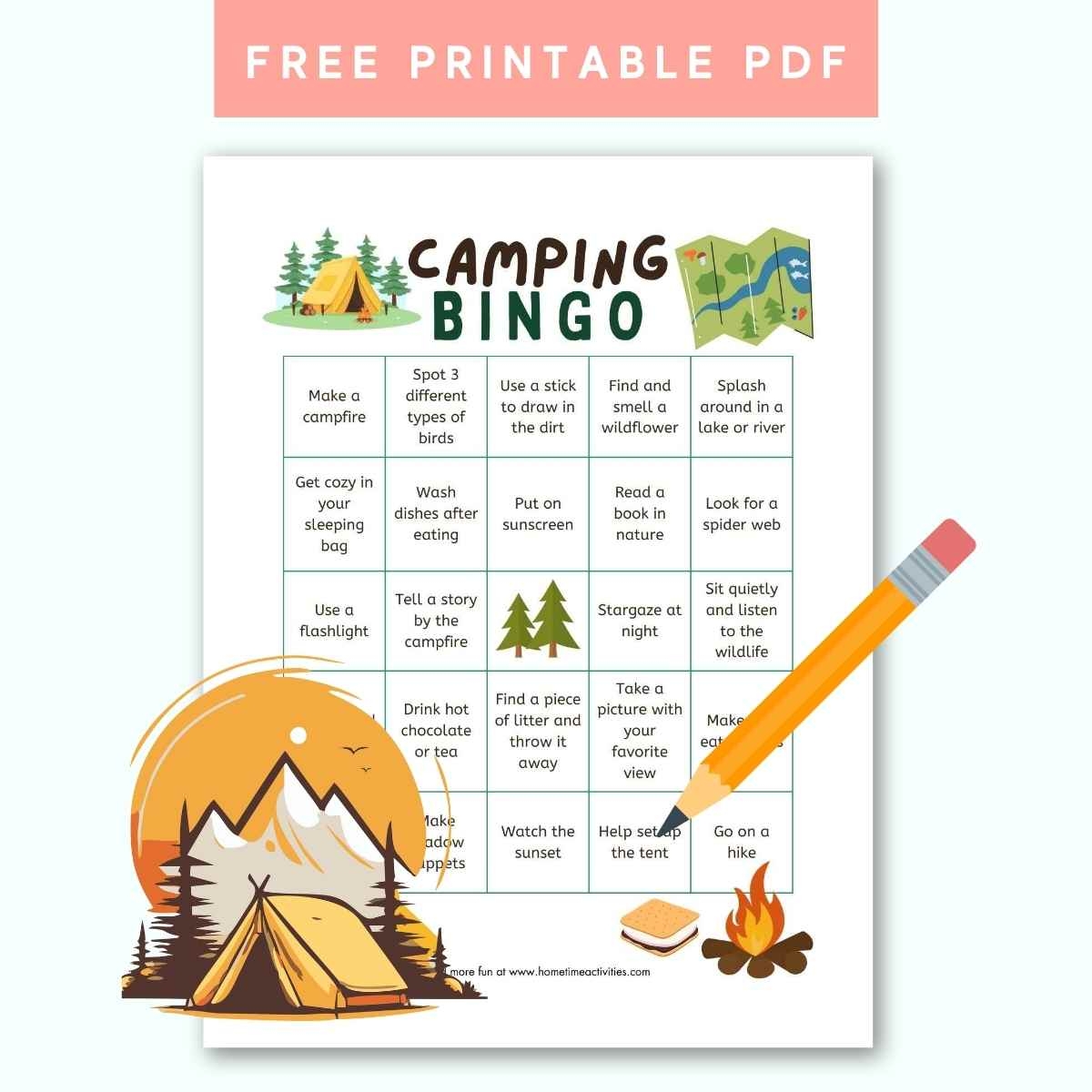 24 Camping Activities For Kids Printable Activity Bingo 
