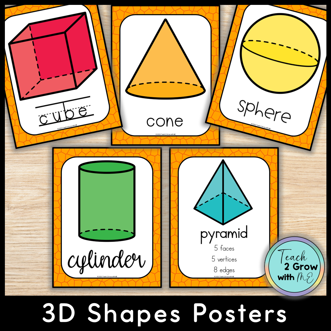 2D And 3D Shape Posters Anchor Charts Dinosaur Theme Classroom Decor Set 13 Made By Teachers