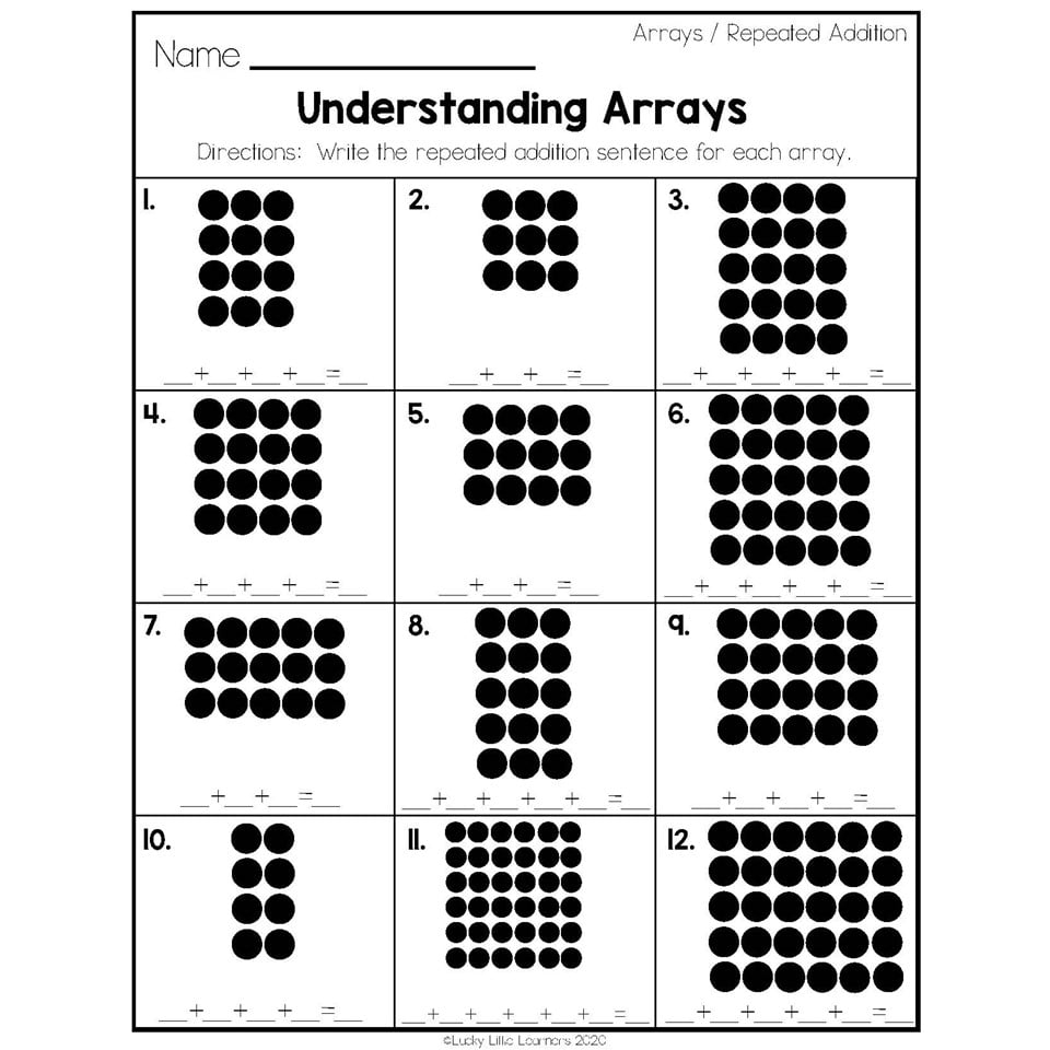 2nd Grade Math Worksheets Operations And Algebraic Thinking Arrays And Repeated Addition Understanding Arrays Worksheets Library