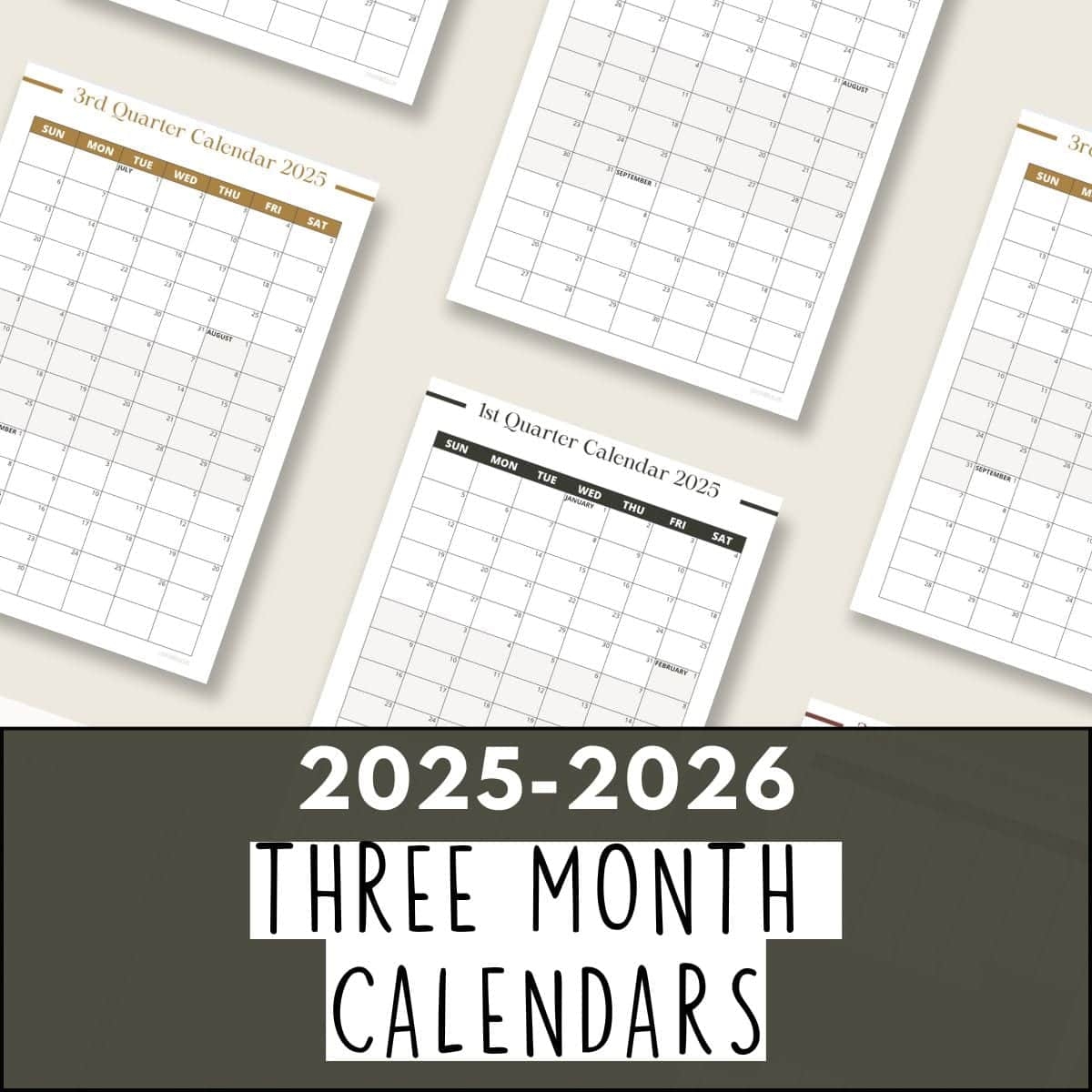 2026 Three Month Calendar Printable
