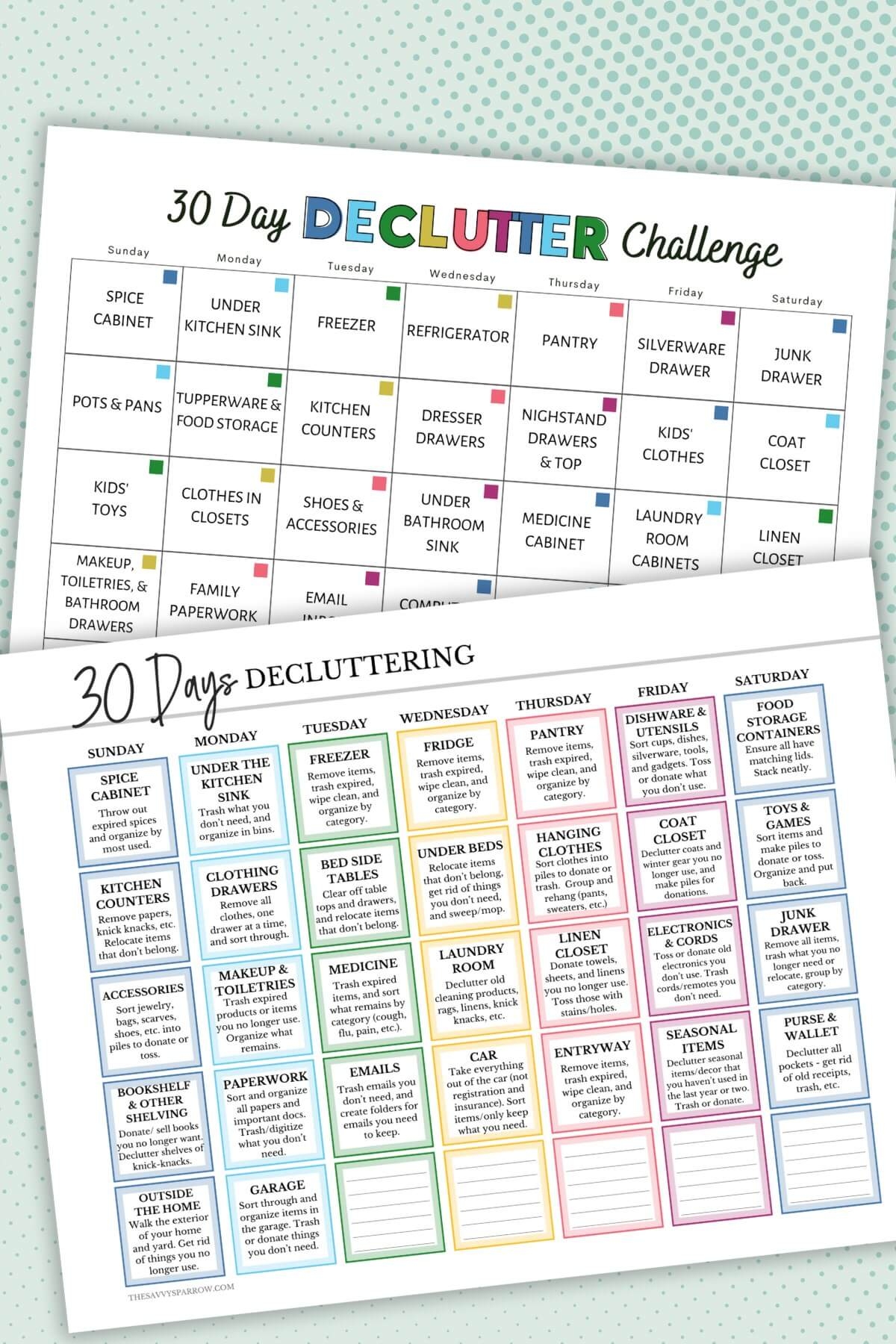 30 Day Decluttering Challenge With Printable Calendar 30 Day Decluttering Challenge With Printable Calendar