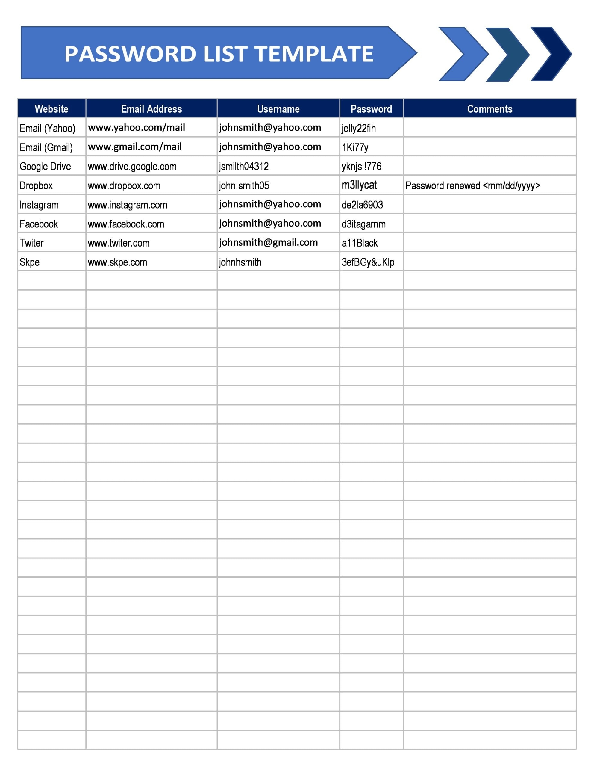 30 Useful Password List Templates Logs TemplateArchive