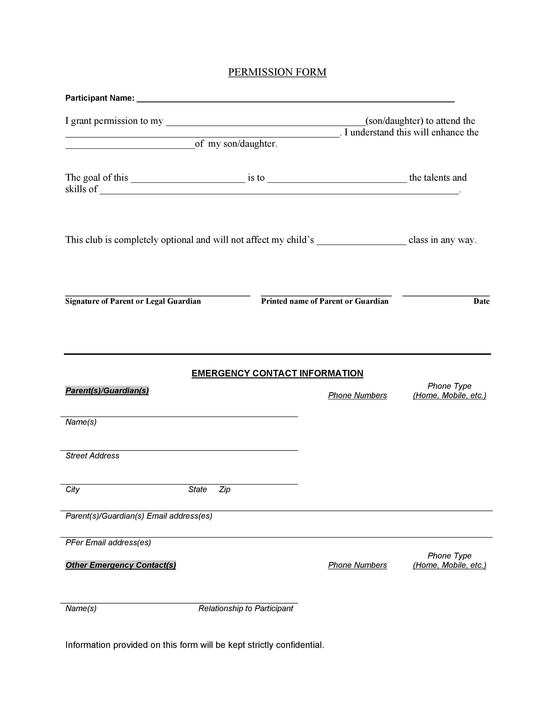 35 Permission Slip Templates U0026 Field Trip Forms