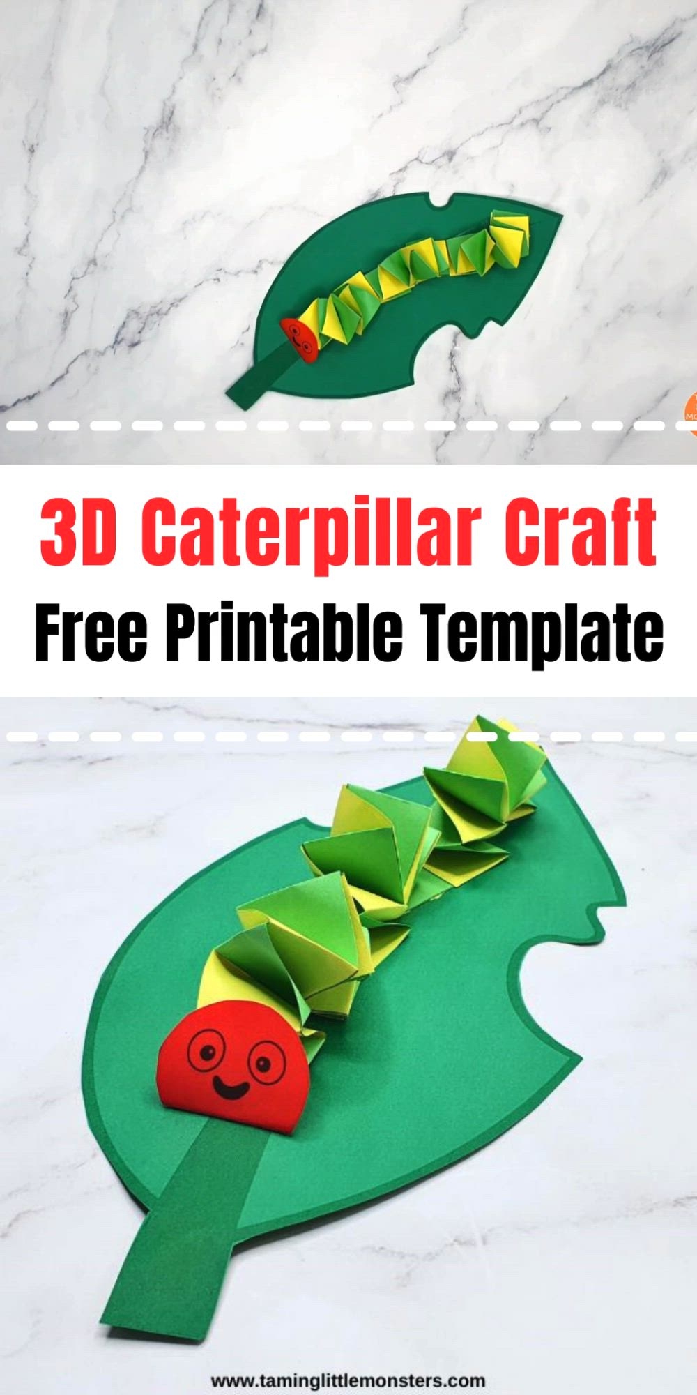 3D Caterpillar Craft Free Printable Template For Kids