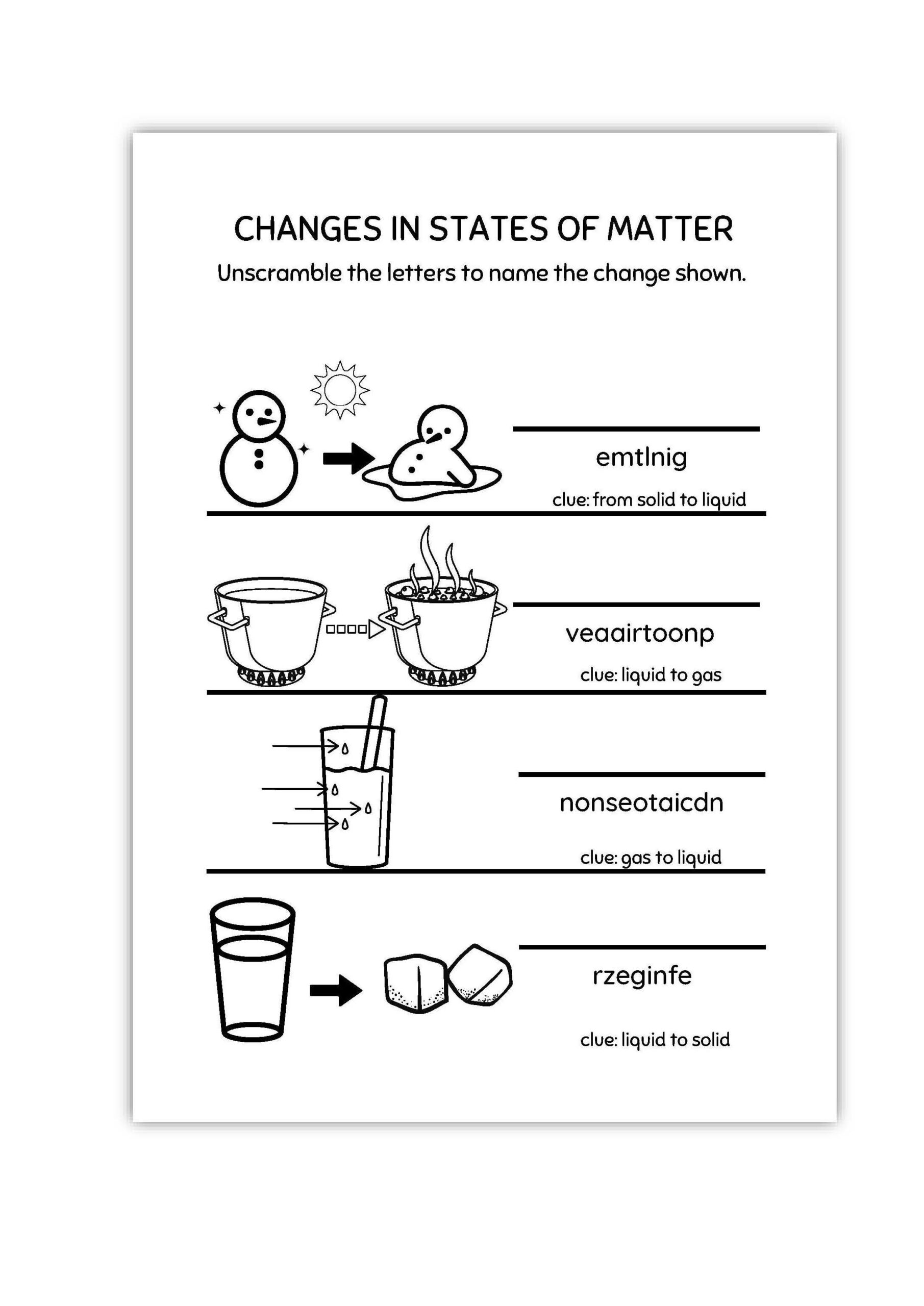 3rd Science Matter Worksheets States Of Matter Solid Liquid Gas Made By Teachers