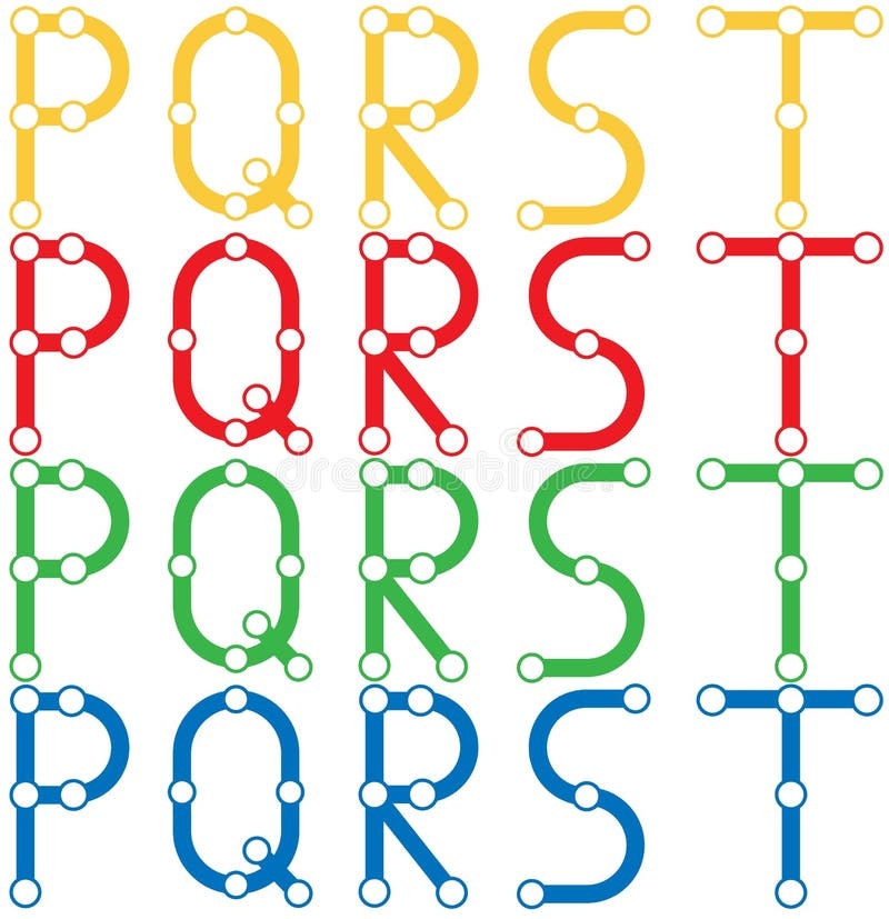 4 5 Colourful Alphabet Letters Metro Map Concept Vector Illustration Stock Vector Illustration Of Tube Vector 199574375