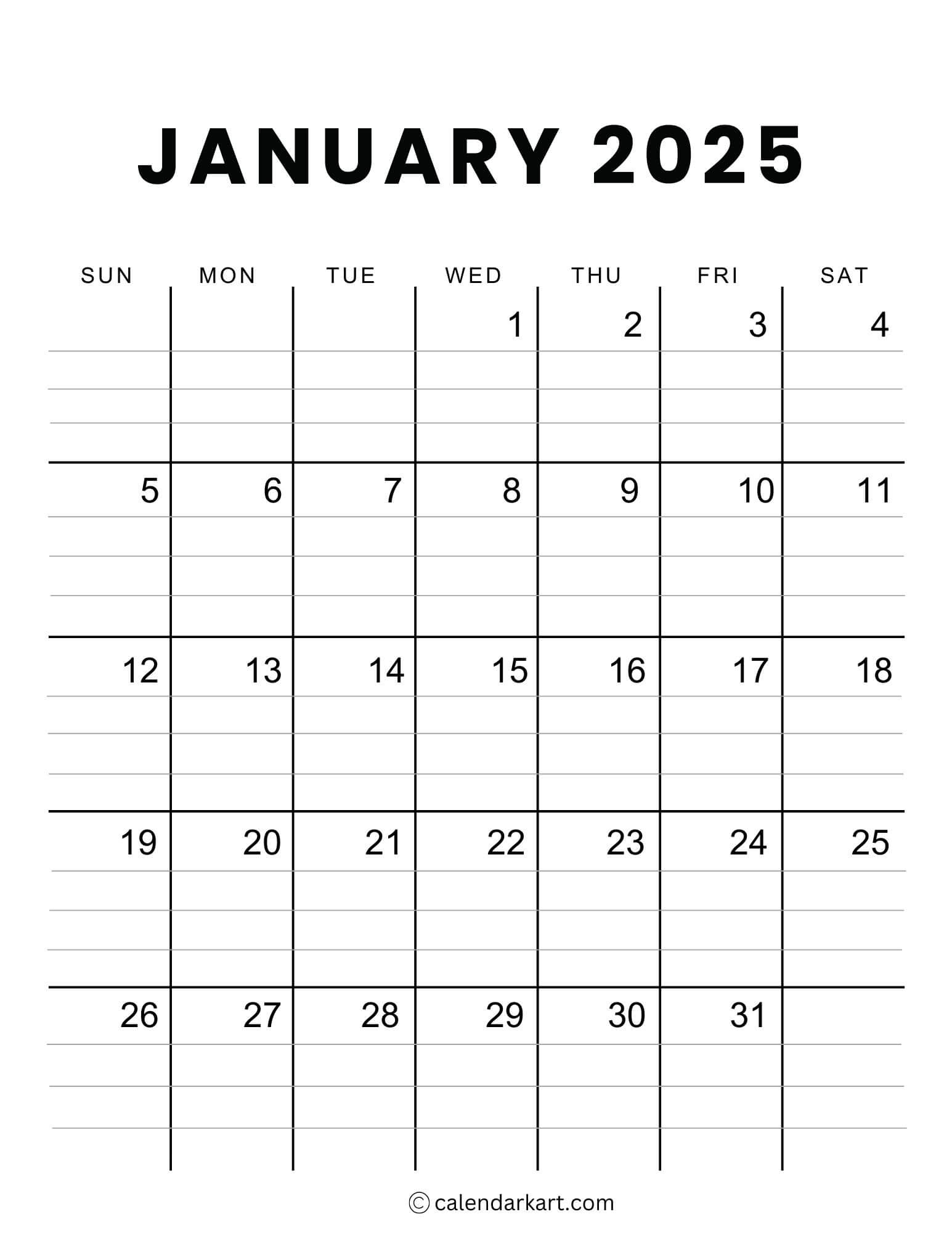 40 Printable January 2025 Calendars Free Pdf Calendarkart