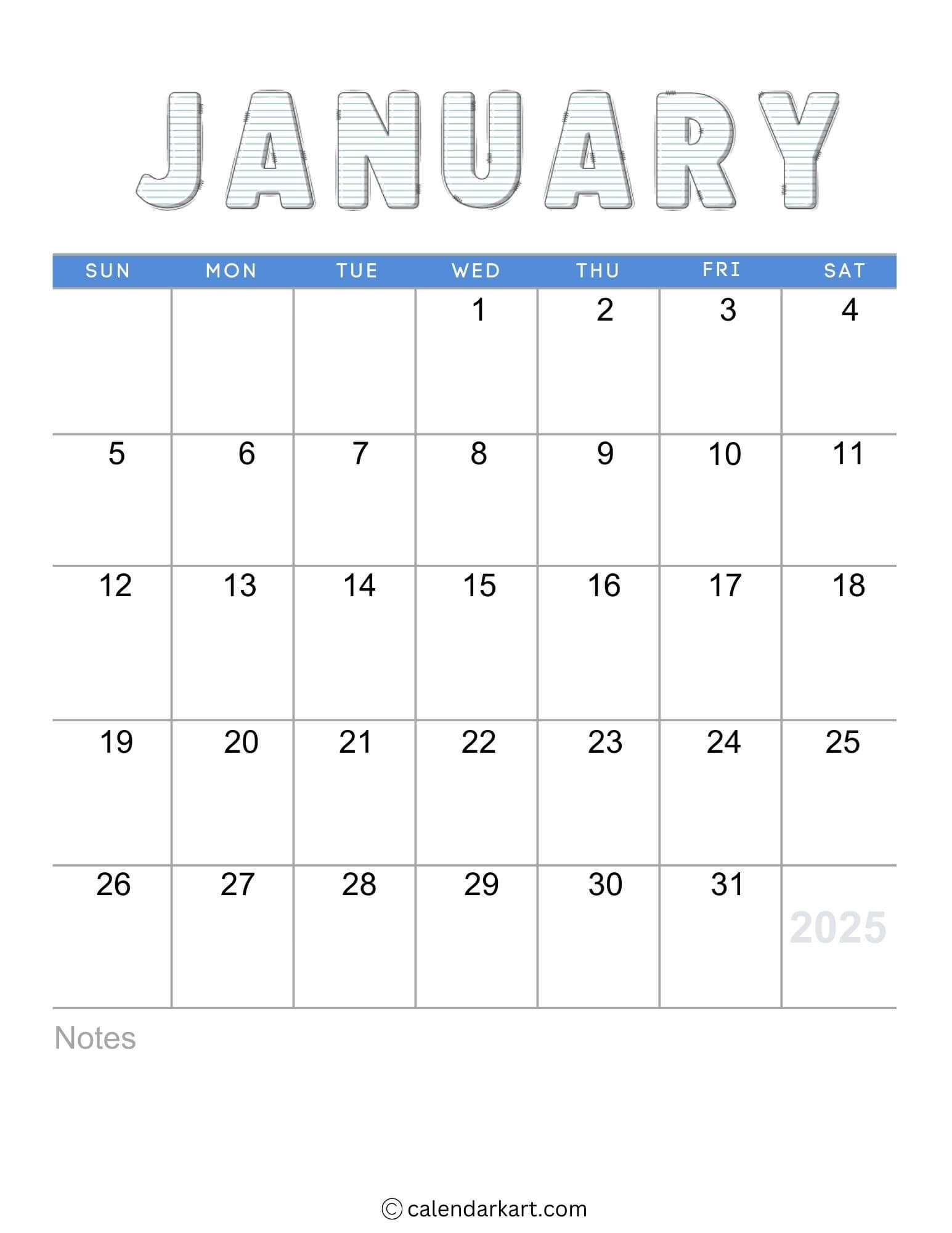 40 Printable January 2025 Calendars Free Pdf Calendarkart
