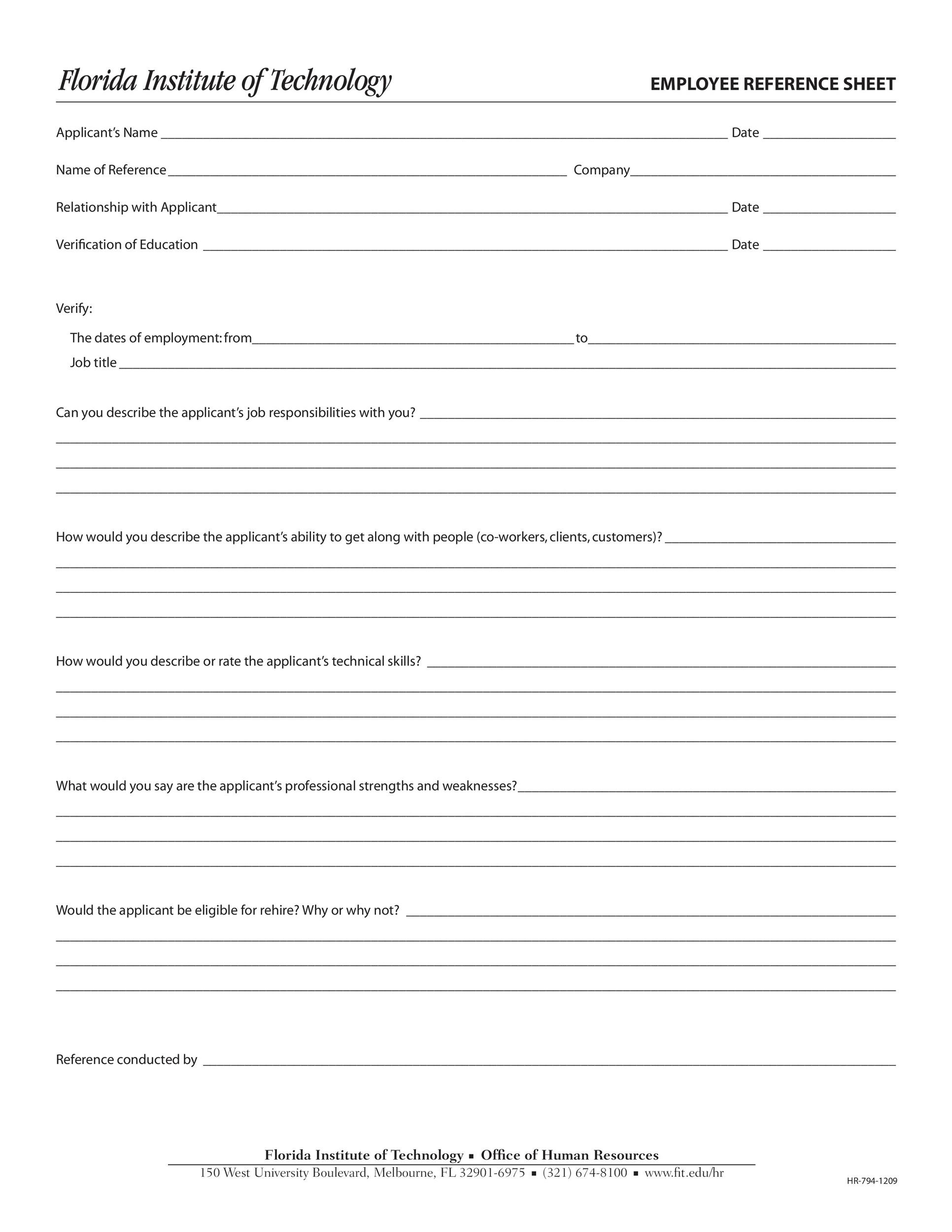 40 Professional Reference Page Sheet Templates TemplateLab