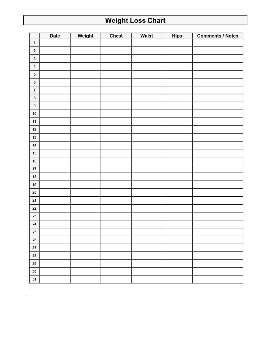 43 Weight Loss Charts Goal Trackers FREE TemplateArchive
