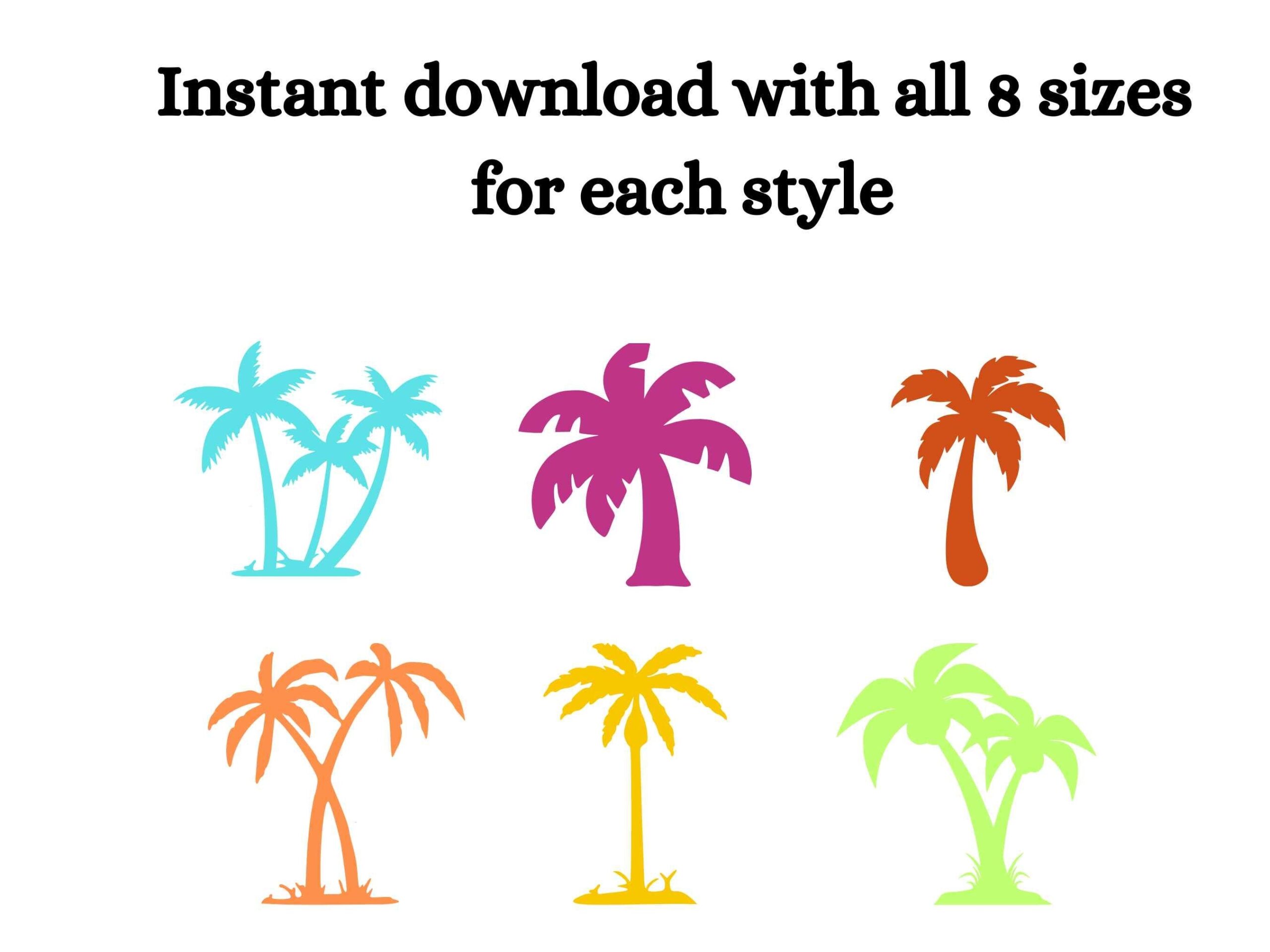 4ft 5ft 6ft 7ft 8ft Palm Tree Silhouette Bundle PDF Template printable Pattern Trace And Cut stencils Tiki Luau Decorations Party Yard Art Etsy