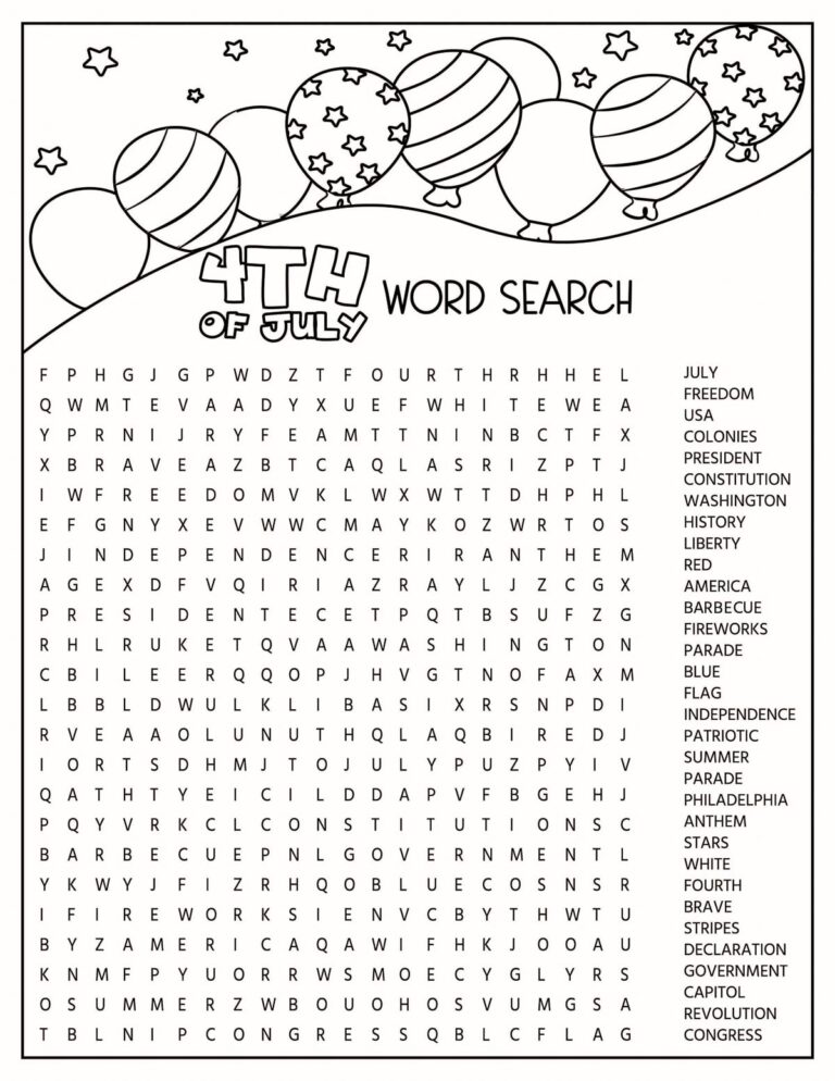 4th Of July Activities Printable Kids Activity Zone