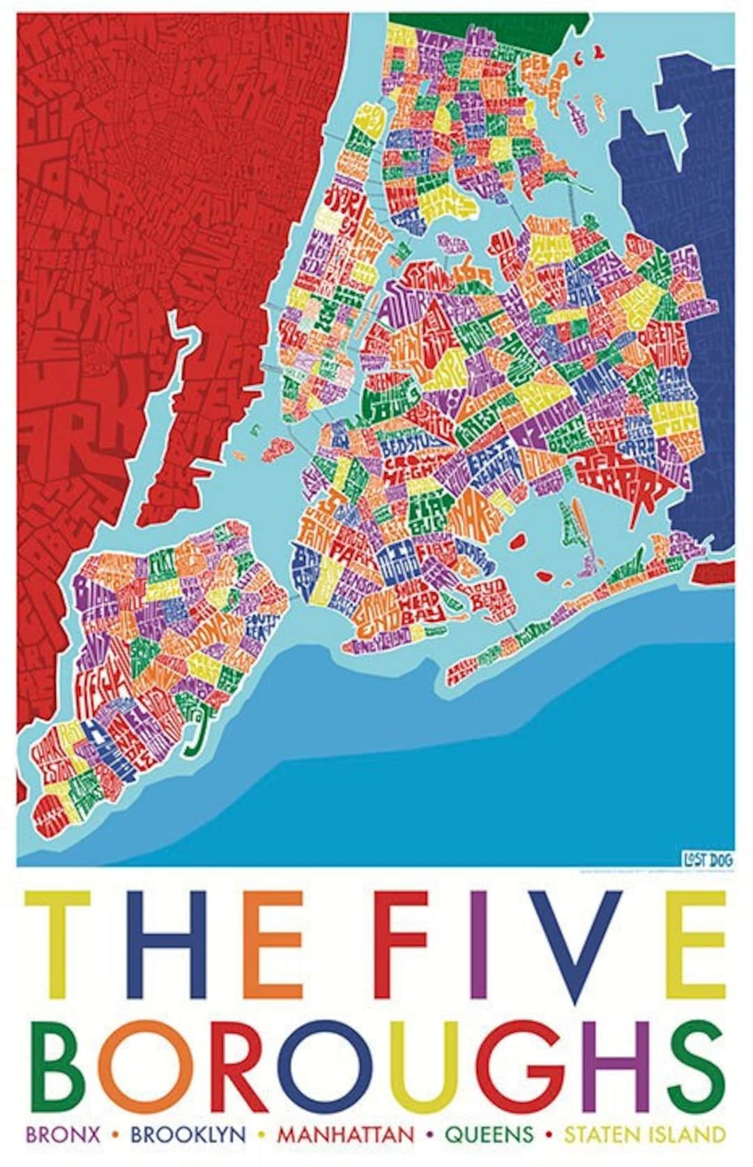 5 Borough Neighborhood Type Map Etsy