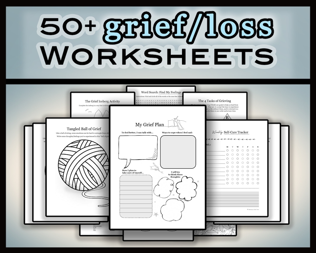 50 Grief Worksheets Bundle For Loss Healing And Recovery Grief Journal Printable Download Therapy Work Sheets Bereavement Grieving Etsy