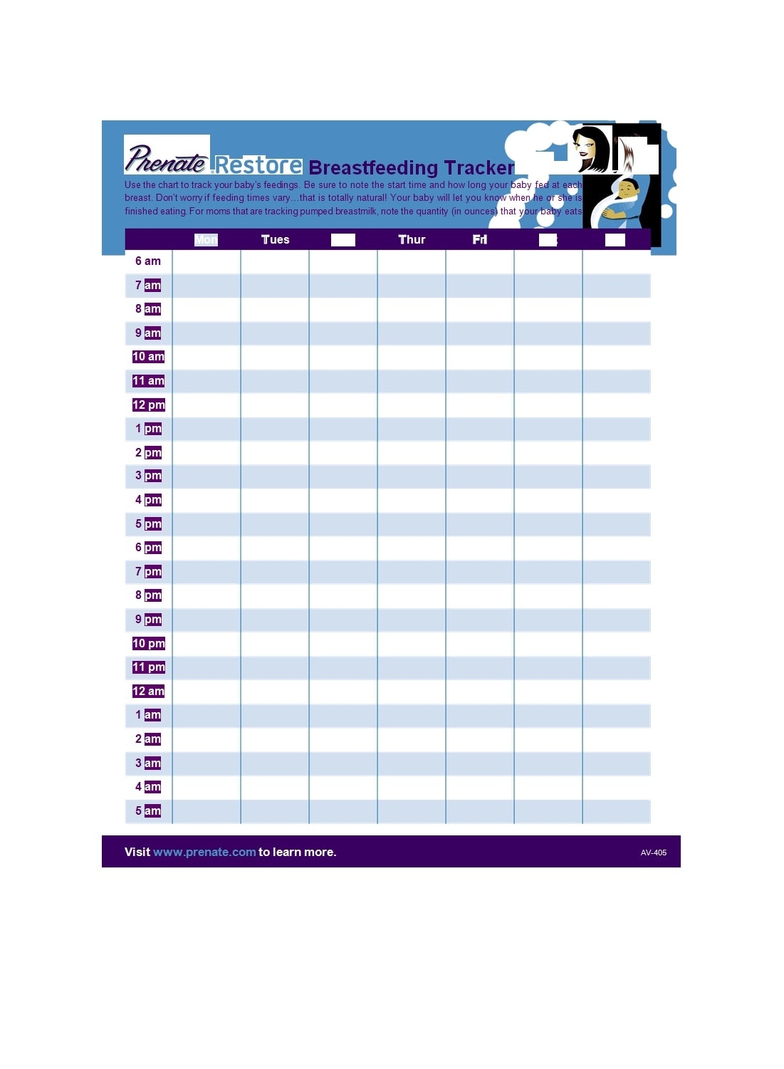 Free Printable Infant Feeding Chart