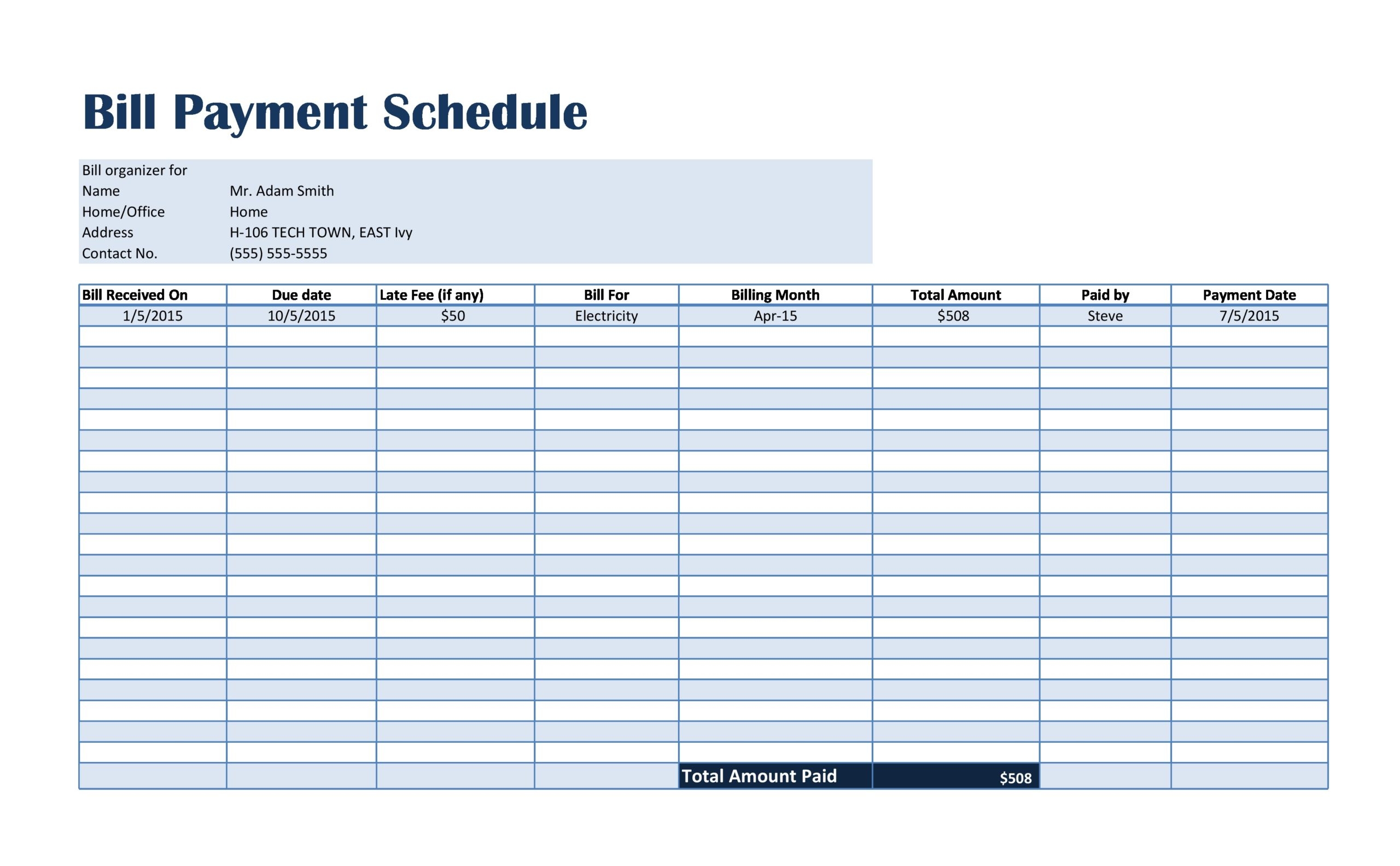 52 Free Payment Schedule Templates Excel Word TemplateLab