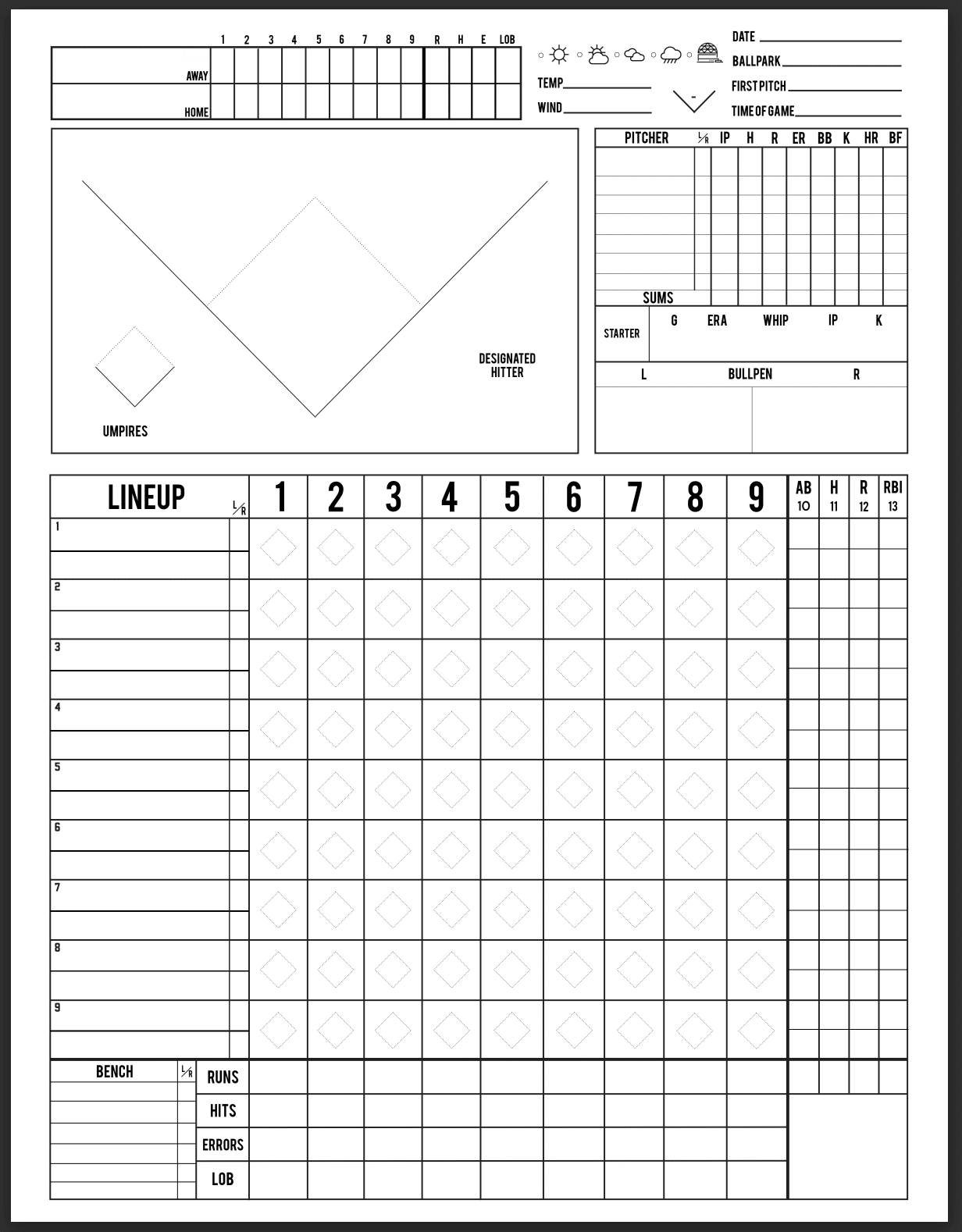 Mölkky Score Sheets Printable