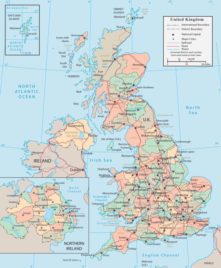 6 Free Printable Blank Map Of England And Labeled With Cities