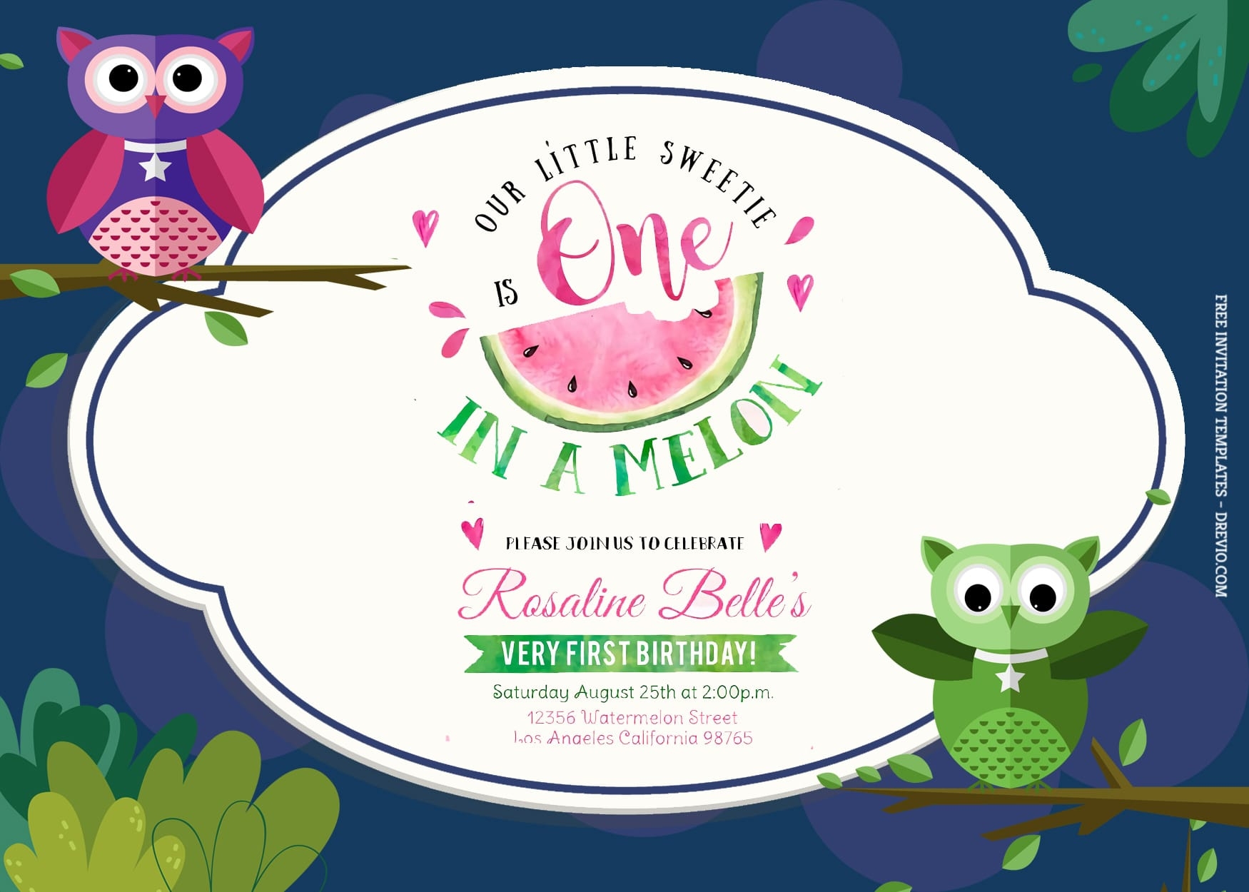 Free Printable Owl Birthday Invitation Templates