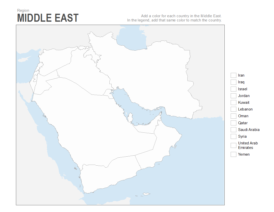 Middle East Map Printable Middle East Map Printable