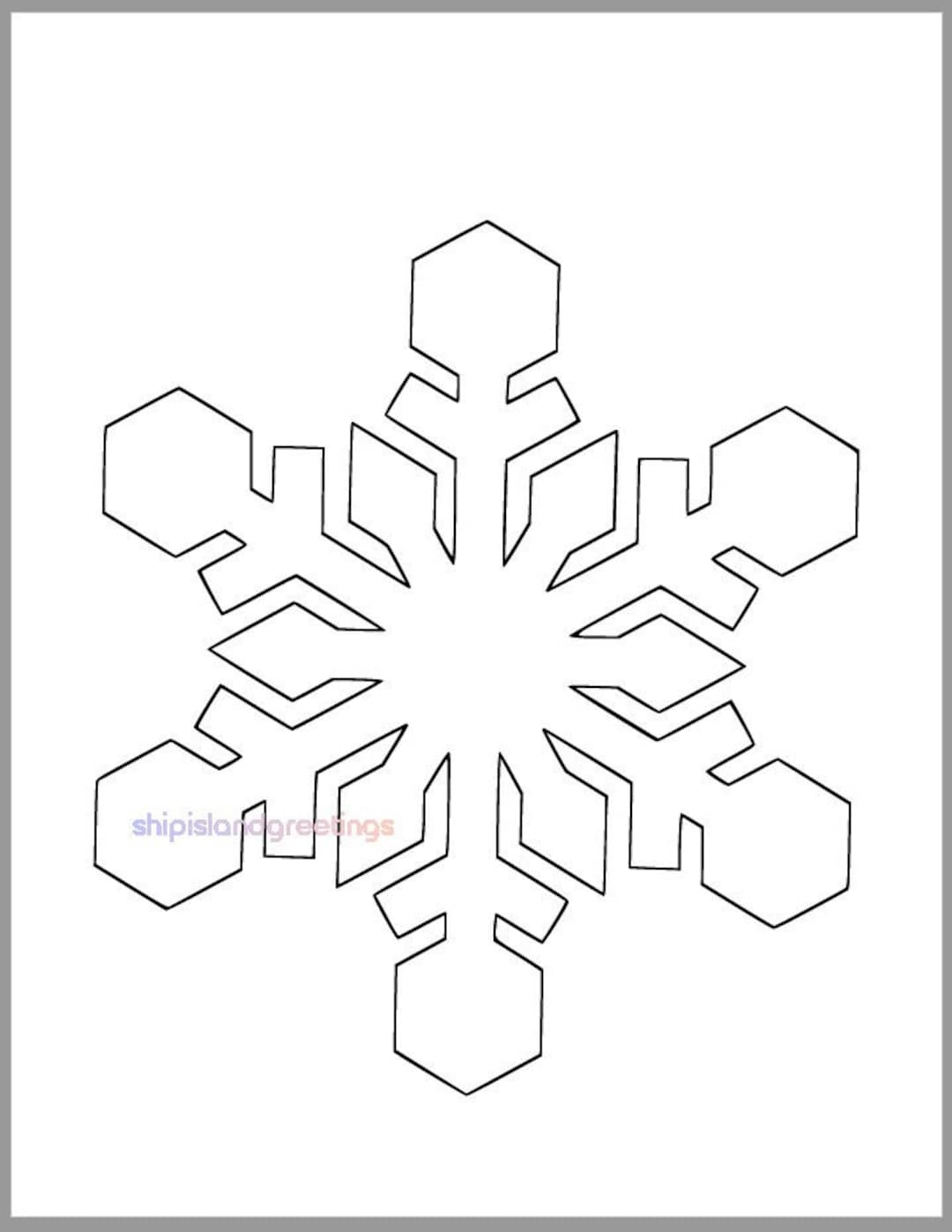 8 Inch Snowflake Template printable Snowflake winter Crafts christmas Decor holiday Party classroom Decor kids Crafts diy Snowflake Cutout Etsy