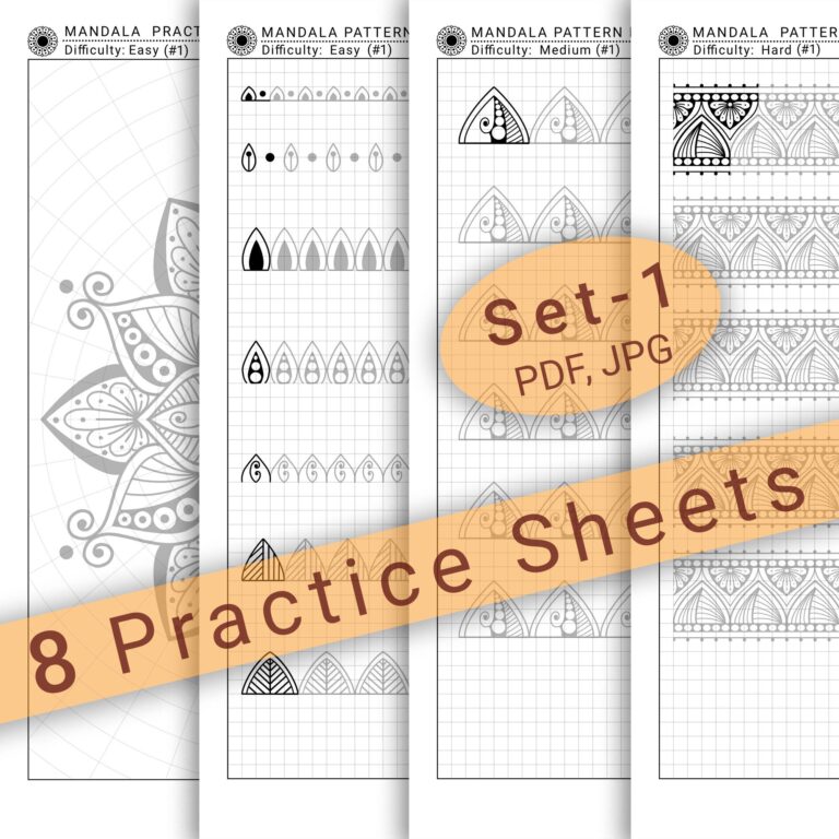 8 Mandala Practice Sheets set 1 In PDF JPG For Mandala Practice And Art Therapy Instant Digital Download In A4 Size Etsy