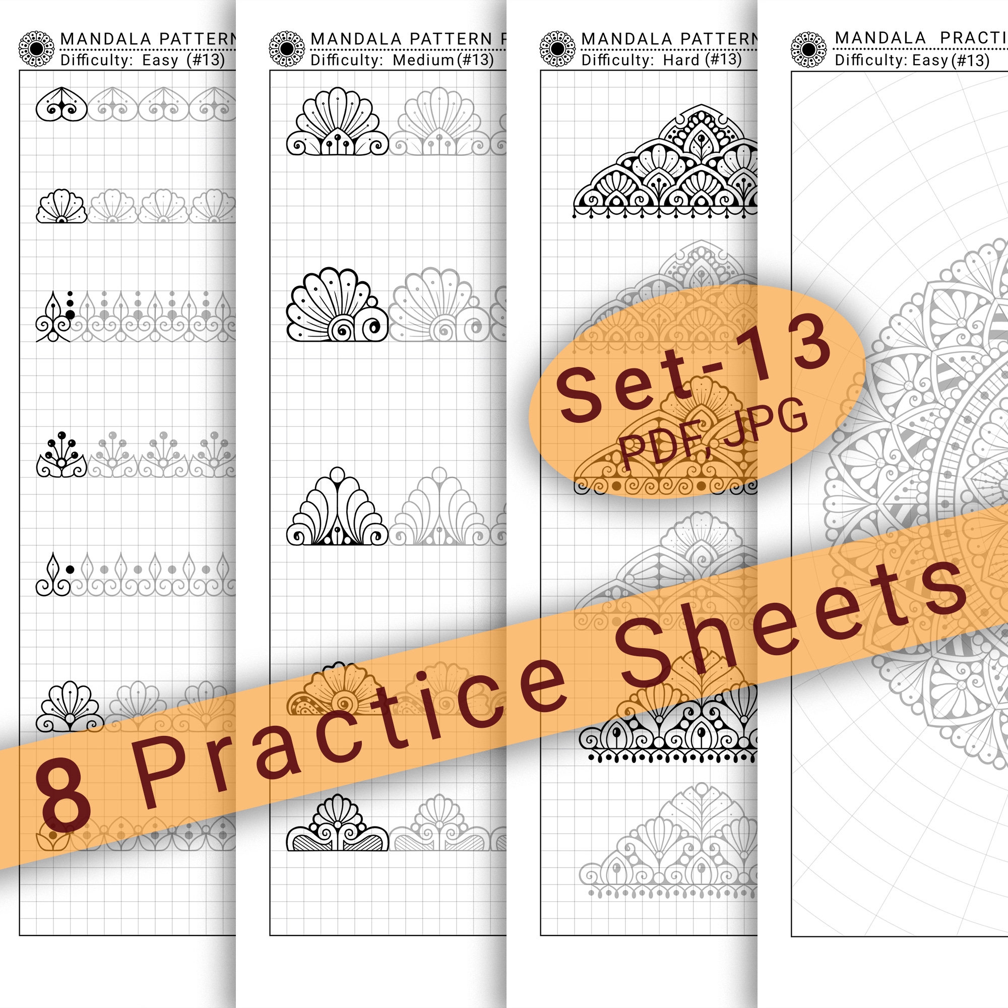 8 Mandala Practice Sheets set 13 In PDF JPG For Mandala Practice And Art Therapy Instant Digital Download In A4 Size Etsy Norway