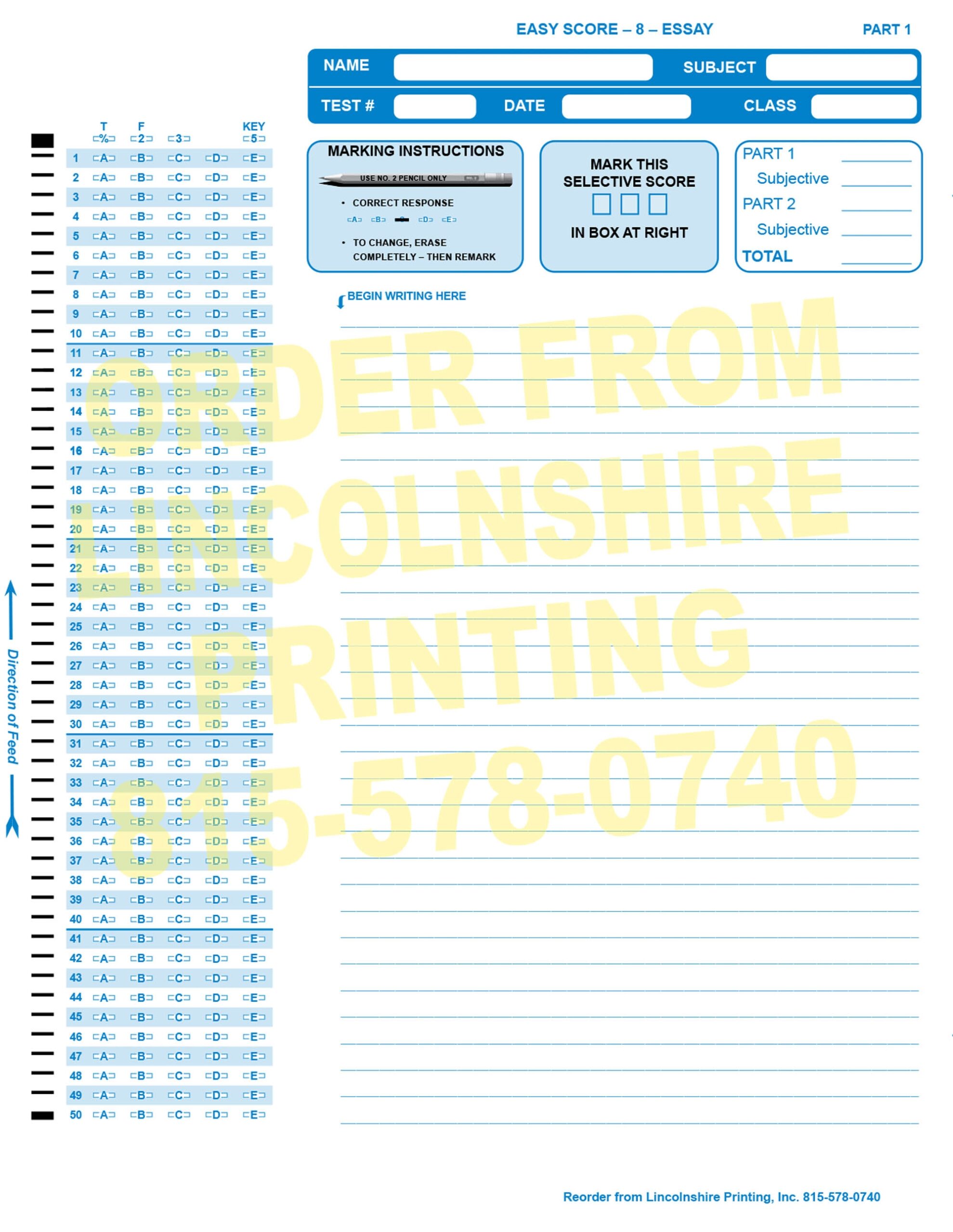 Free Scantron Sheets Printable Free Scantron Sheets Printable