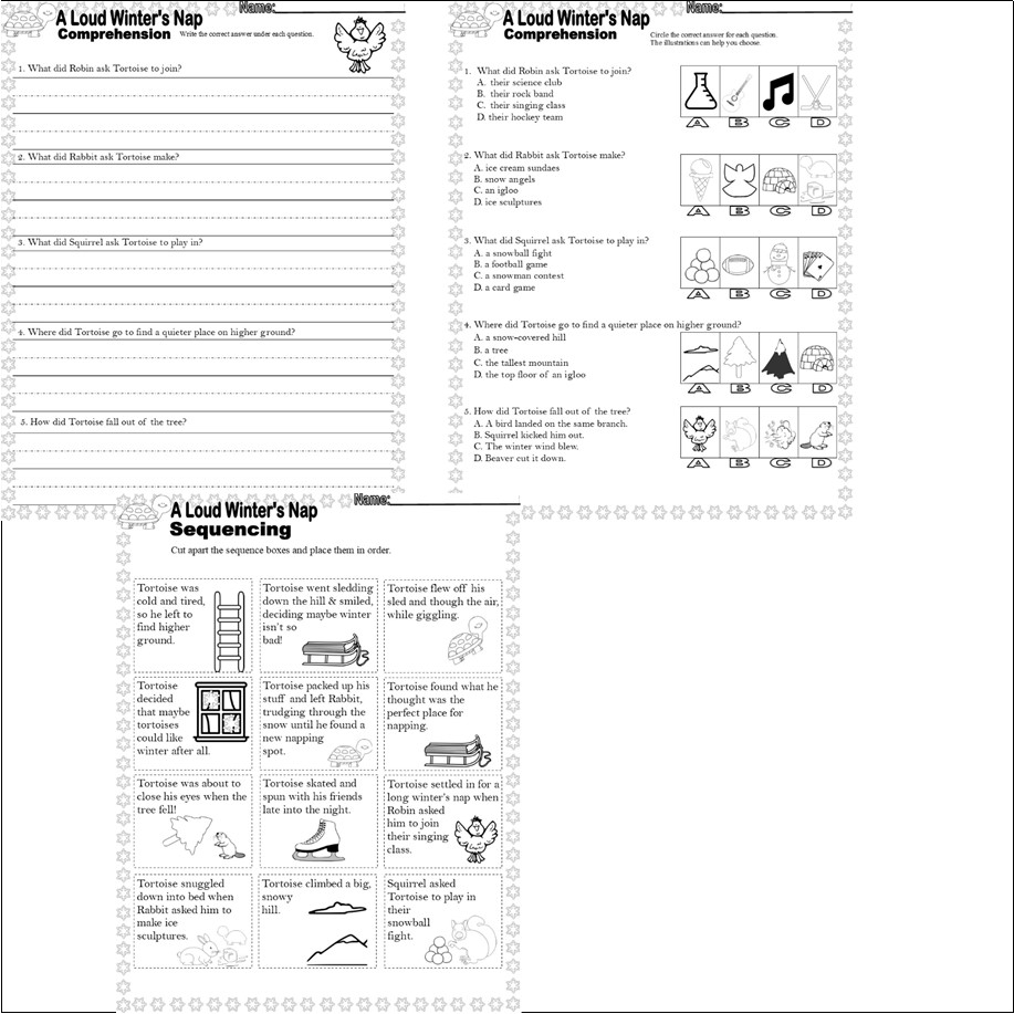 A Loud Winter s Nap Reading Quiz Test Story Sequencing Made By Teachers