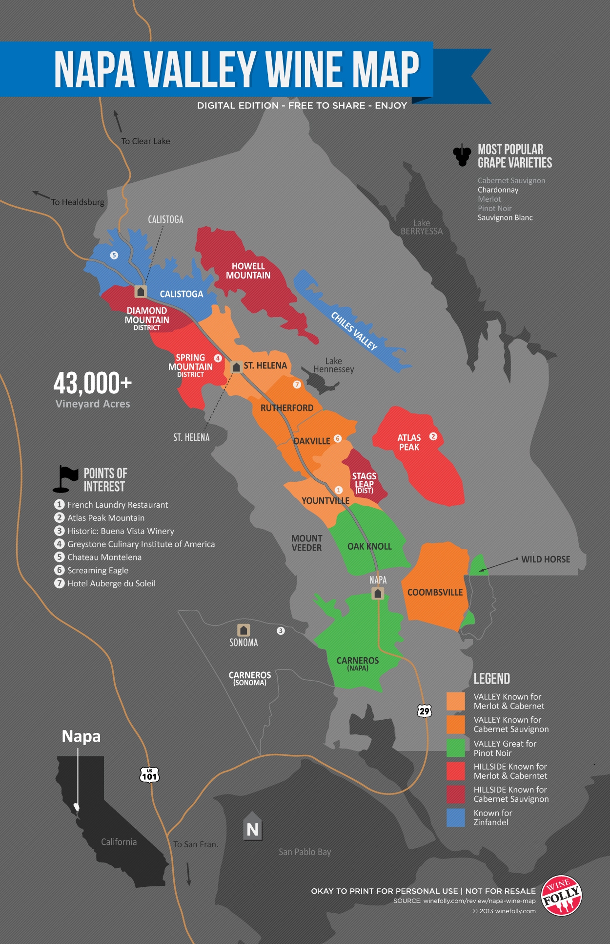 A Simple Guide To Napa Wine Map Wine Folly