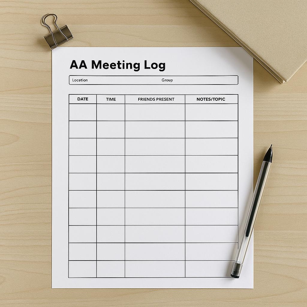 AA Meeting Attendance Log Printable Sobriety Tracker PDF Download Etsy
