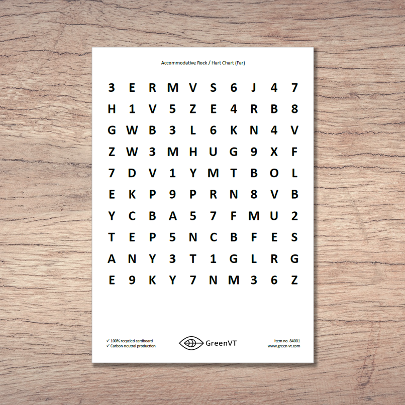 Accommodative Rock Hart Chart Far GreenVT General Screening Screening VISUS Webshop For Eye Care