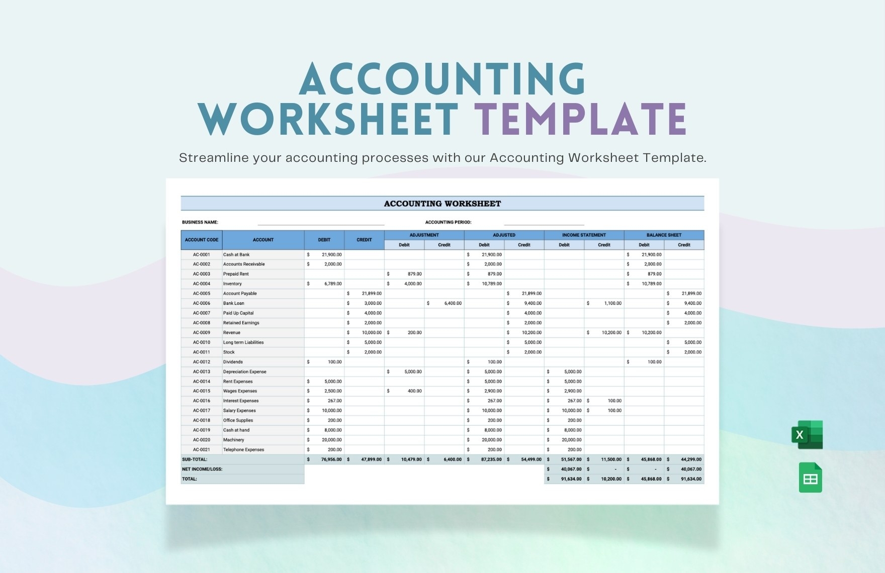 Accounting Worksheet Template In Excel Google Sheets Download Template