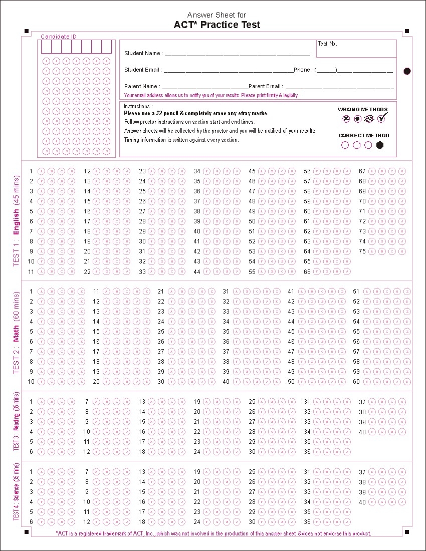 Printable Bubble Test Sheet