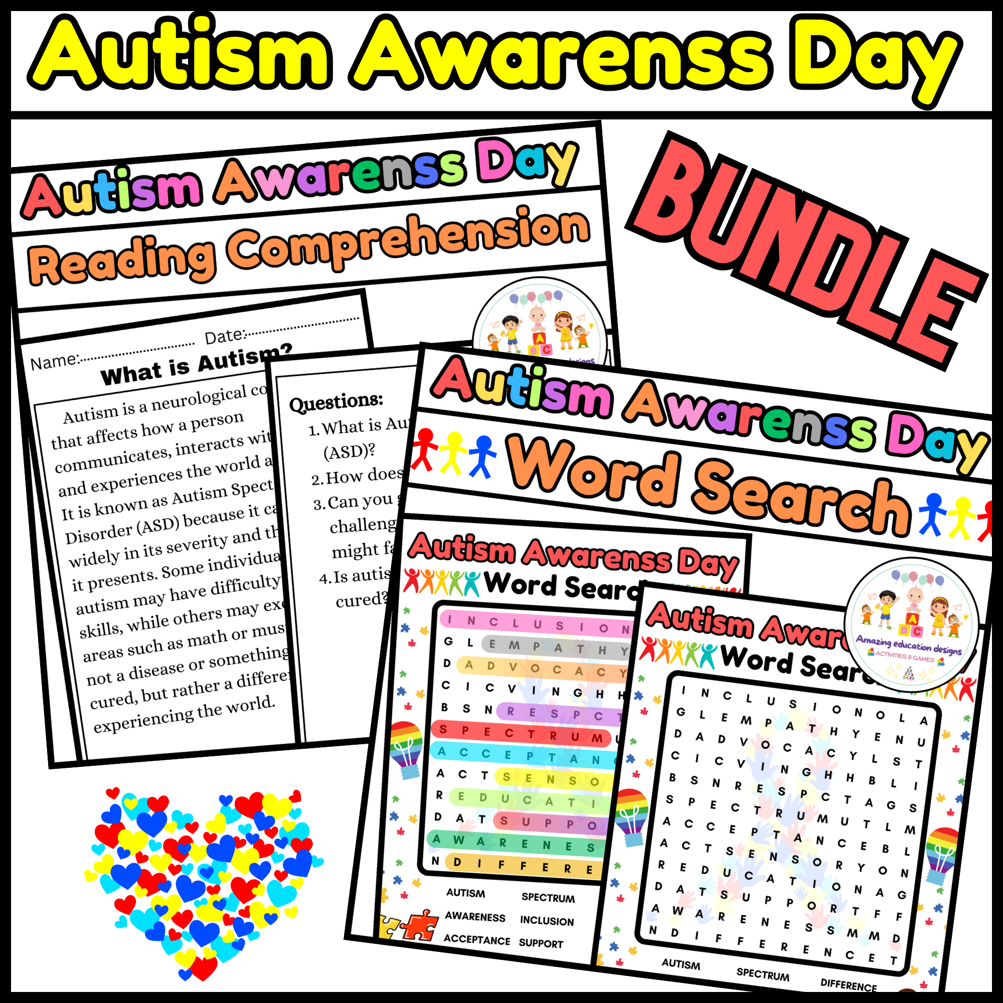 Activities BUNDLE Worksheets Autism Awarenss Day Made By Teachers