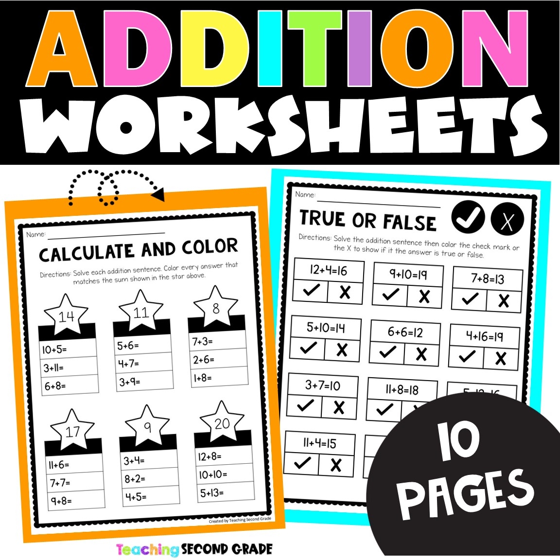 Addition Facts To 20 Worksheets Fun No Prep Math Worksheets For 