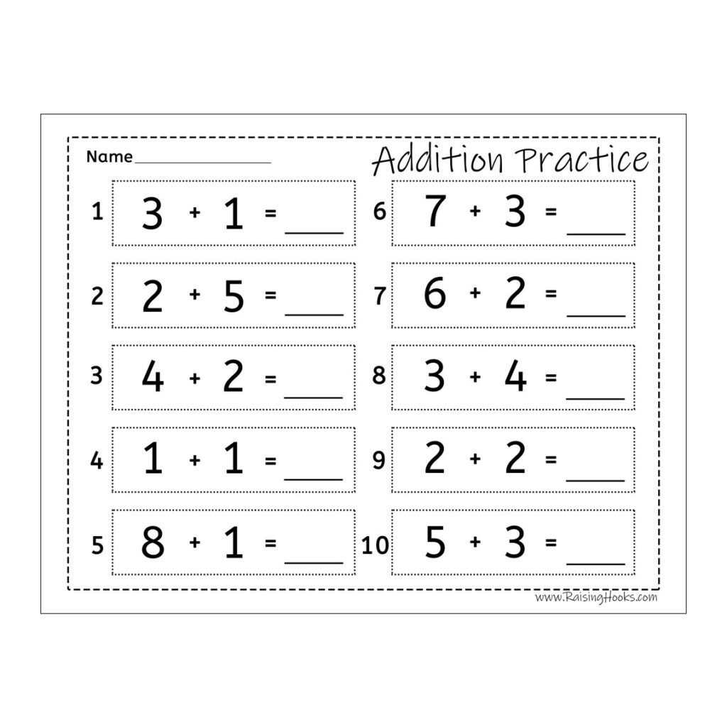 Addition Practice Raising Hooks