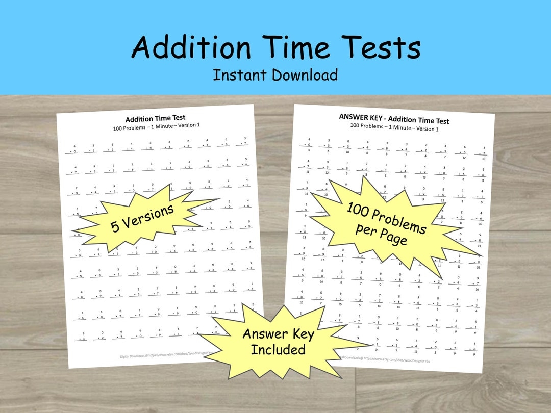 Minute Math Worksheets Printable
