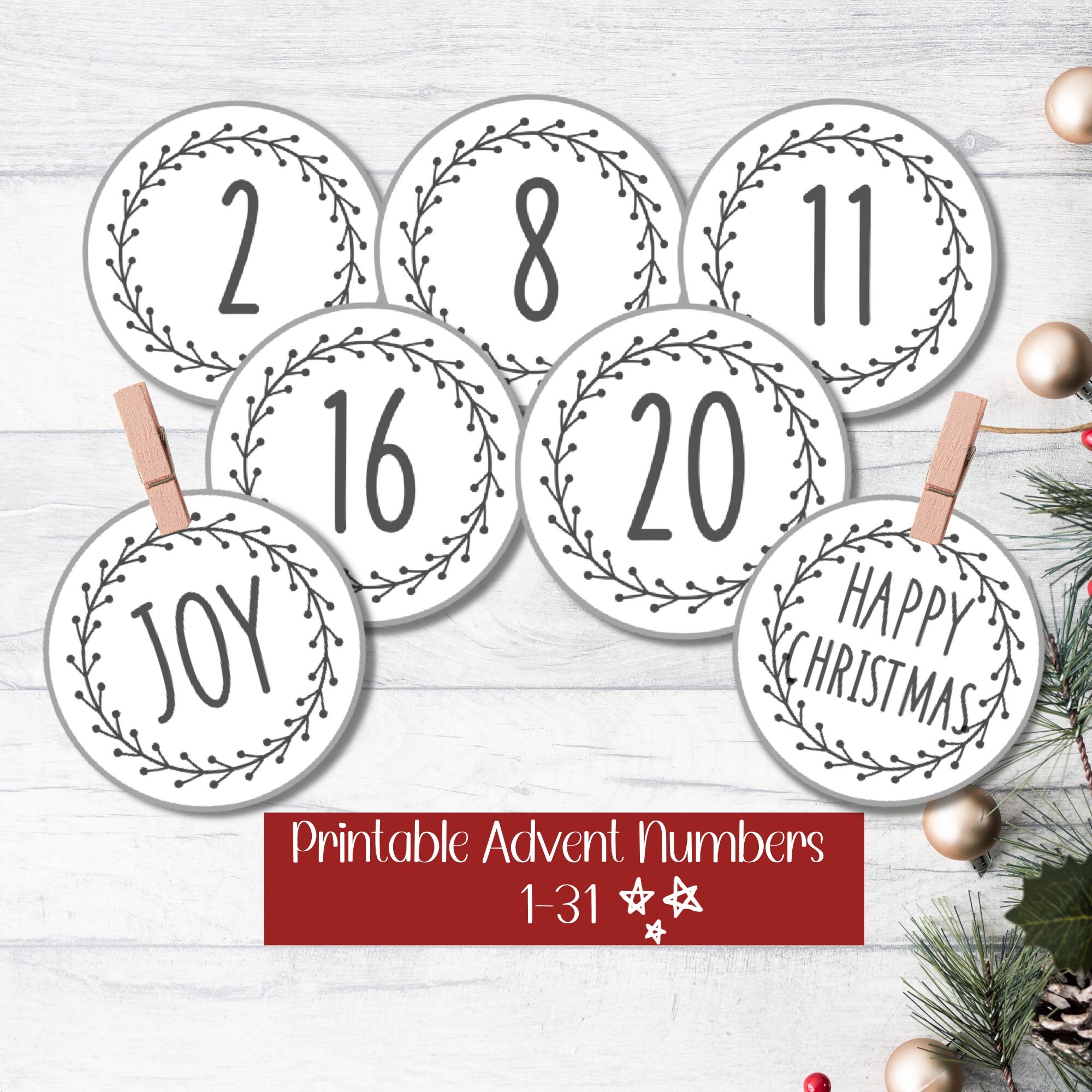 Advent Calendar Numbers Printable Free