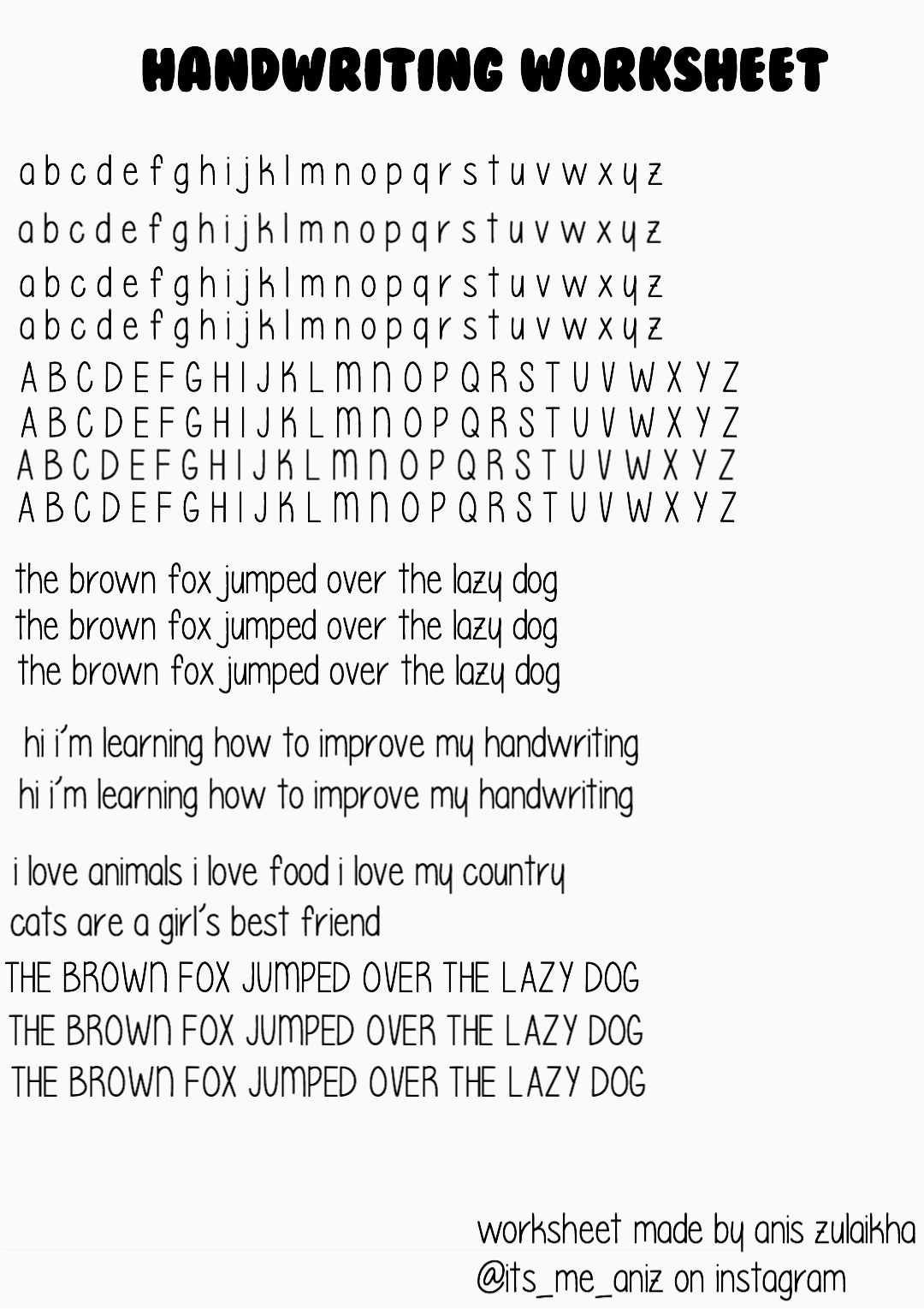 Printable Cute Handwriting Practice Sheets Printable Cute Handwriting Practice Sheets