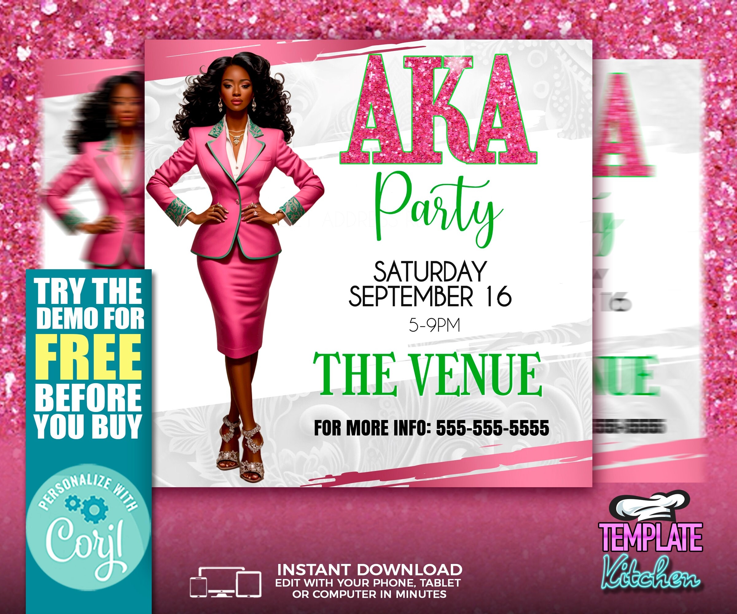 AKA Flyer Template Edit Online 5x5 Digital U0026 Printable