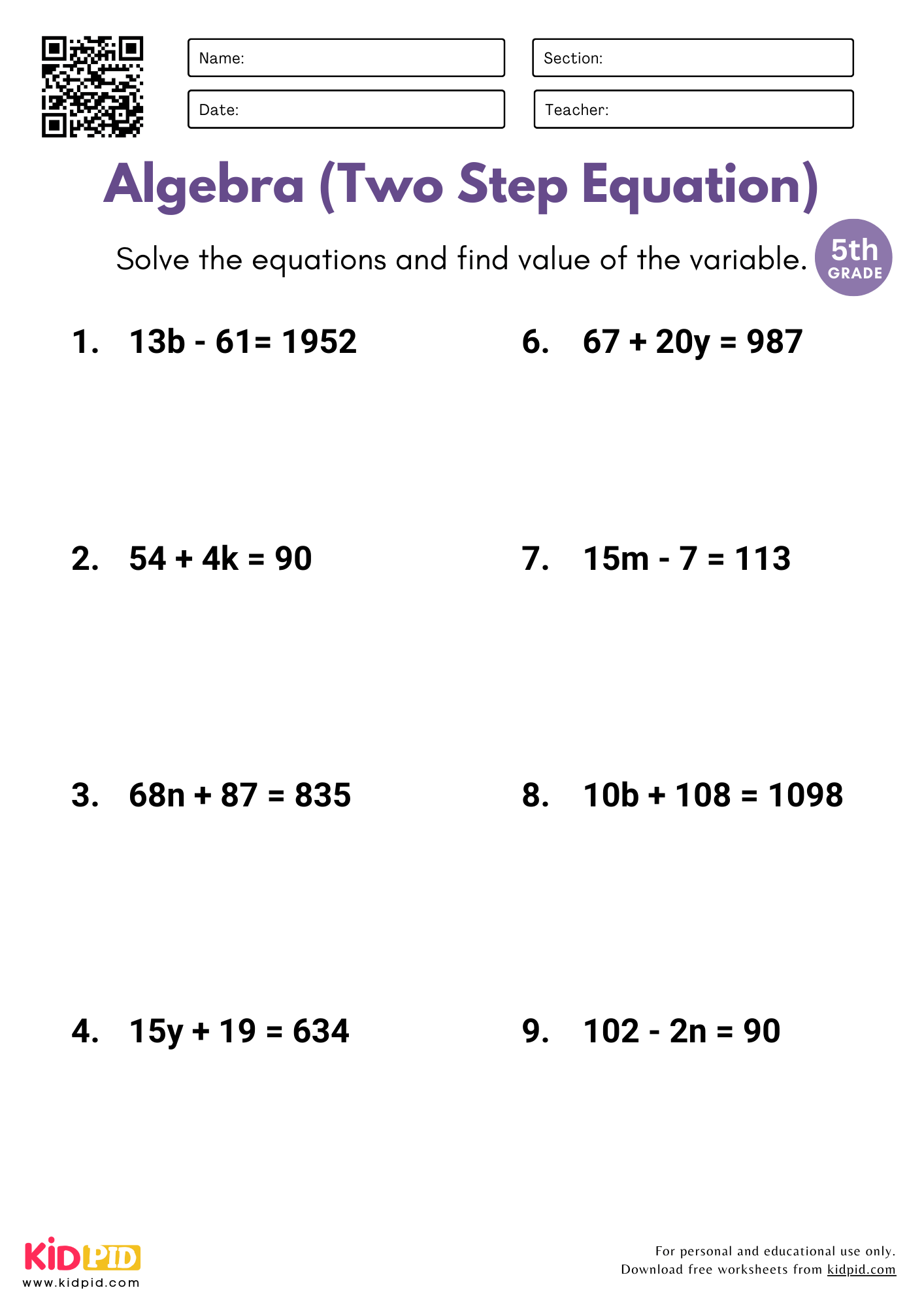 Algebra Worksheets For Grade 5 Kidpid Algebra Worksheets For Grade 5 Kidpid