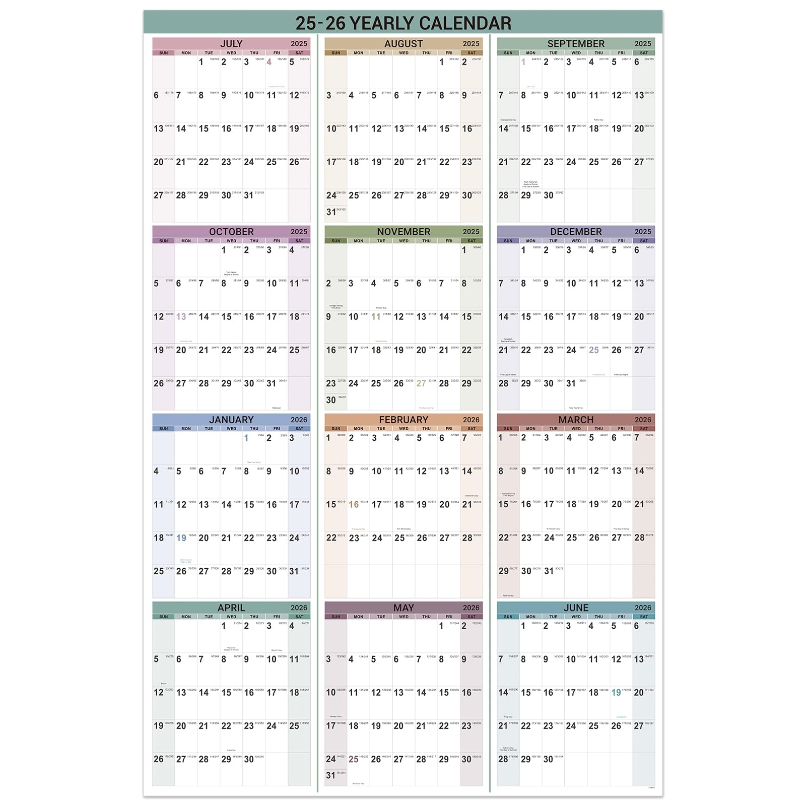 Amazon 2025 2026 Yearly Wall Calendar Jul 2025 To Jun 2026 Wall Calendar 2025 2026 34 4 X 22 8 Open Yearly Wall Calendar 2025 2026 With Round Sticks Thick Paper Vertical Office Products