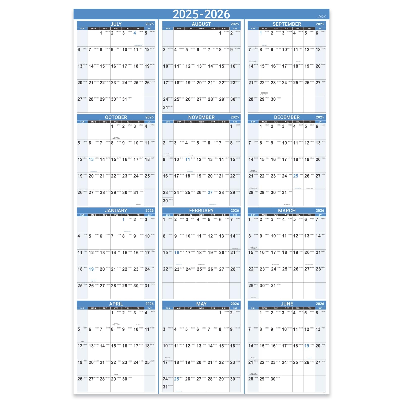 Amazon 2025 2026 Yearly Wall Calendar Yearly Wall Calendar 2025 2026 2025 2026 Wall Calendar With Julian Date From Jul 2025 To Jun 2026 