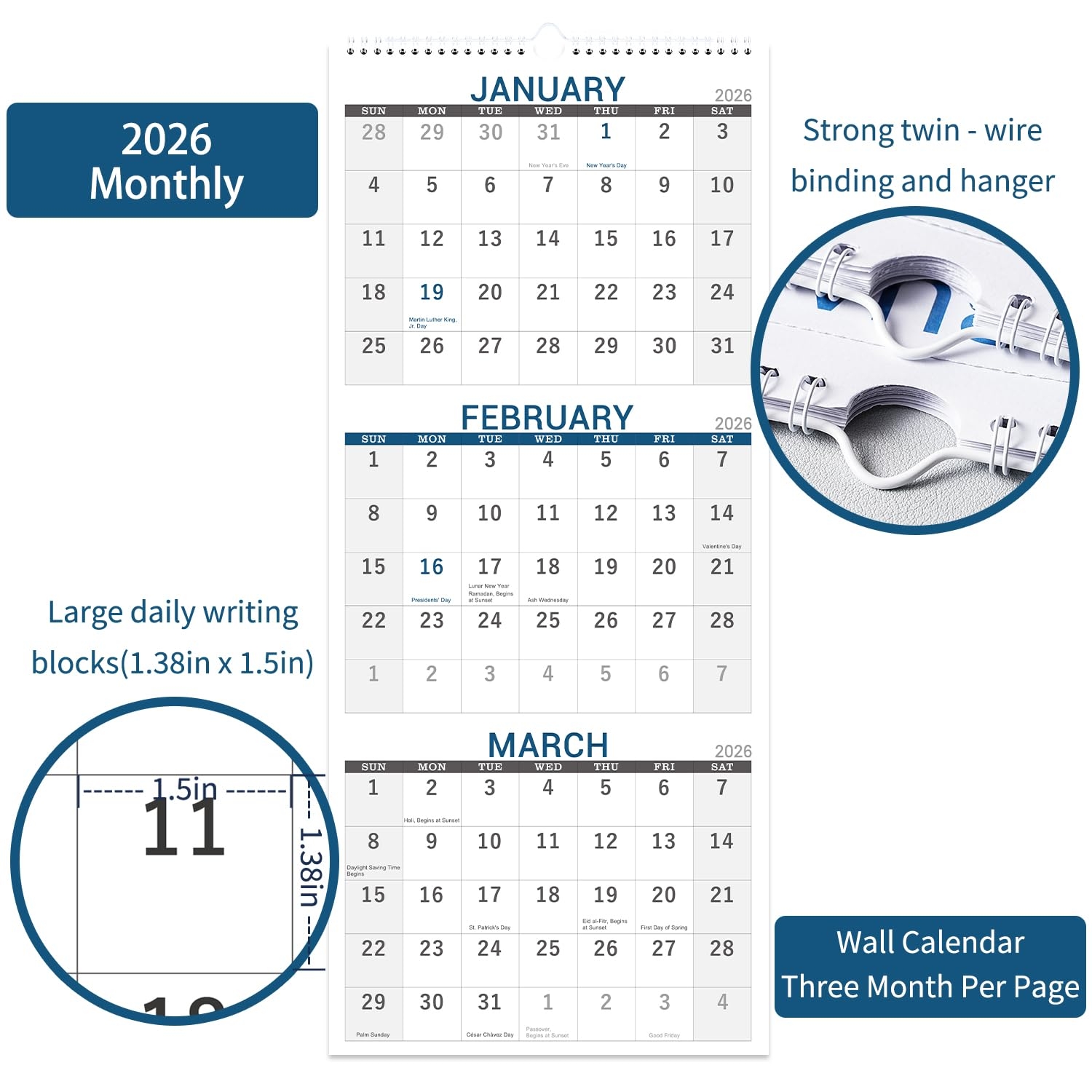 Amazon 2026 Calendar 3 Month 2026 Wall Calendar Vertical Display Folded In A Month January December 11 X 26 Grey Green Office Products