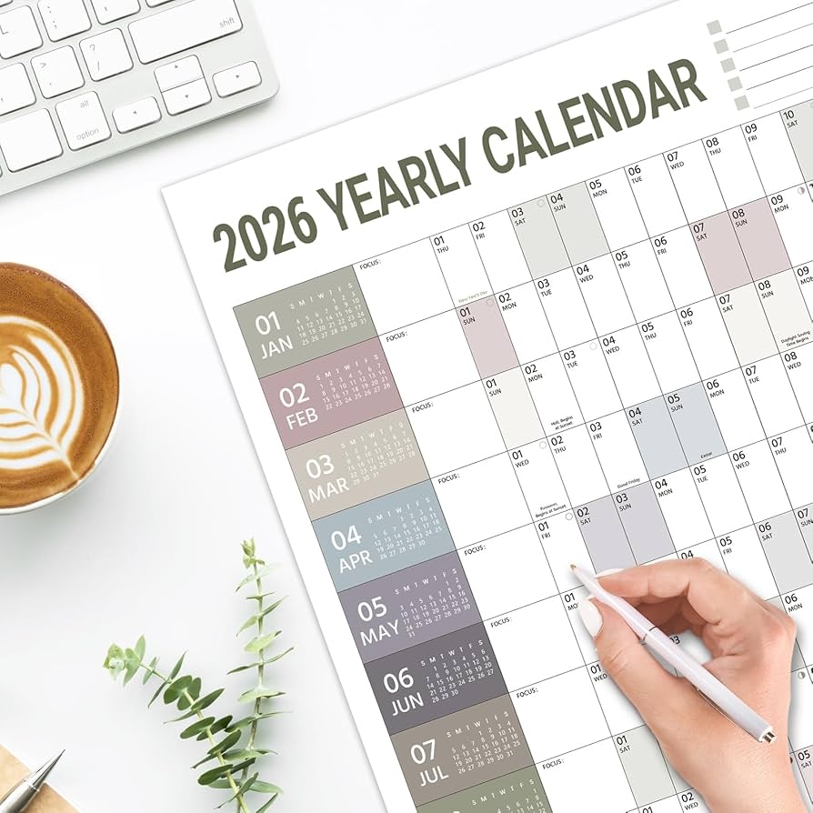Amazon 2026 Yearly Wall Calendar 2026 Wall Calendar Jan 2026 Dec 2026 Yearly Wall Calendars 2026 With Julian Dates Thick Paper Round Sticks Large Wall Calendars 34 8 X 23 1 Open Office Products