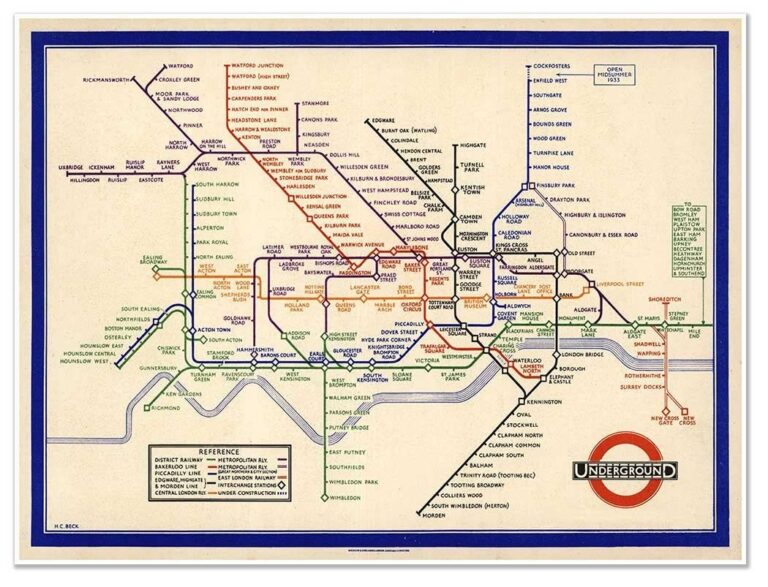 Amazon Antiguos Maps The London Underground The Tube Railway Subway Historical Art Print Circa 1933 Poster Vintage Wall Decor 18 X 24 Inches 457 X 610 Mm Office Products