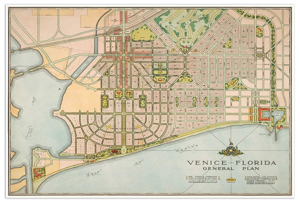 Amazon Antiguos Maps Venice Florida Illustrated Pictorial General City Plan Circa 1926 Art Print Poster Vintage Wall Decor 24 X 36 Inches 610 X 915 Mm Office Products