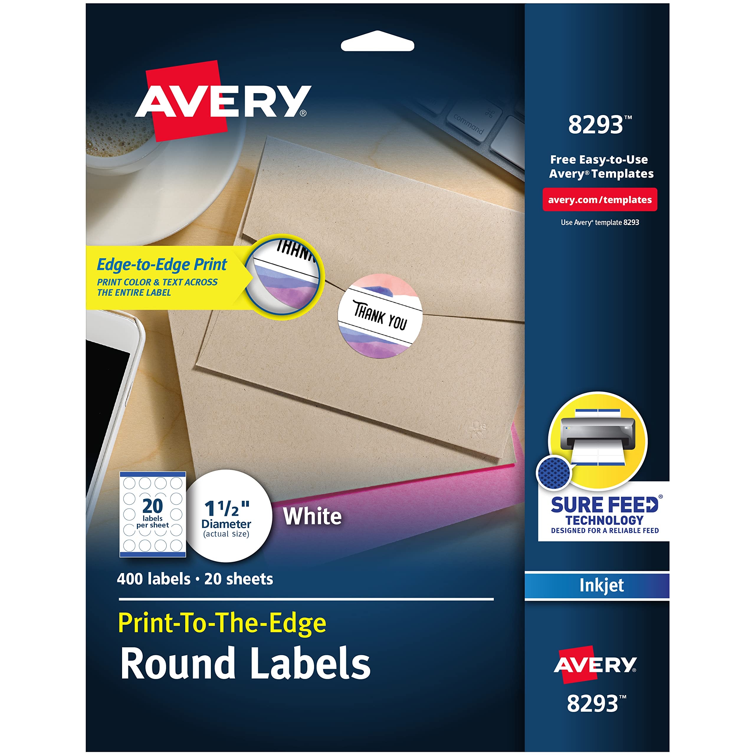 Amazon Avery Matte White Round Labels Sure Feed Technology 