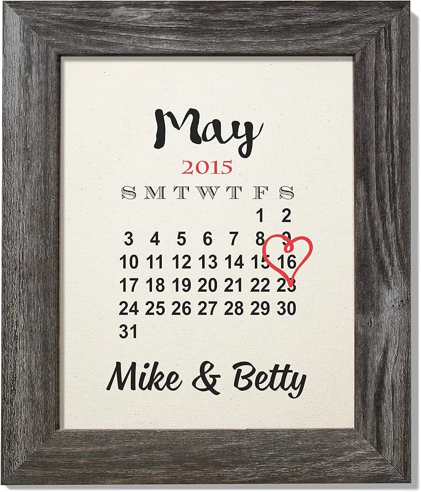 Amazon Chudoff 2nd Anniversary For Him Or Her Wedding Date Calendar Cotton Print Handmade Products